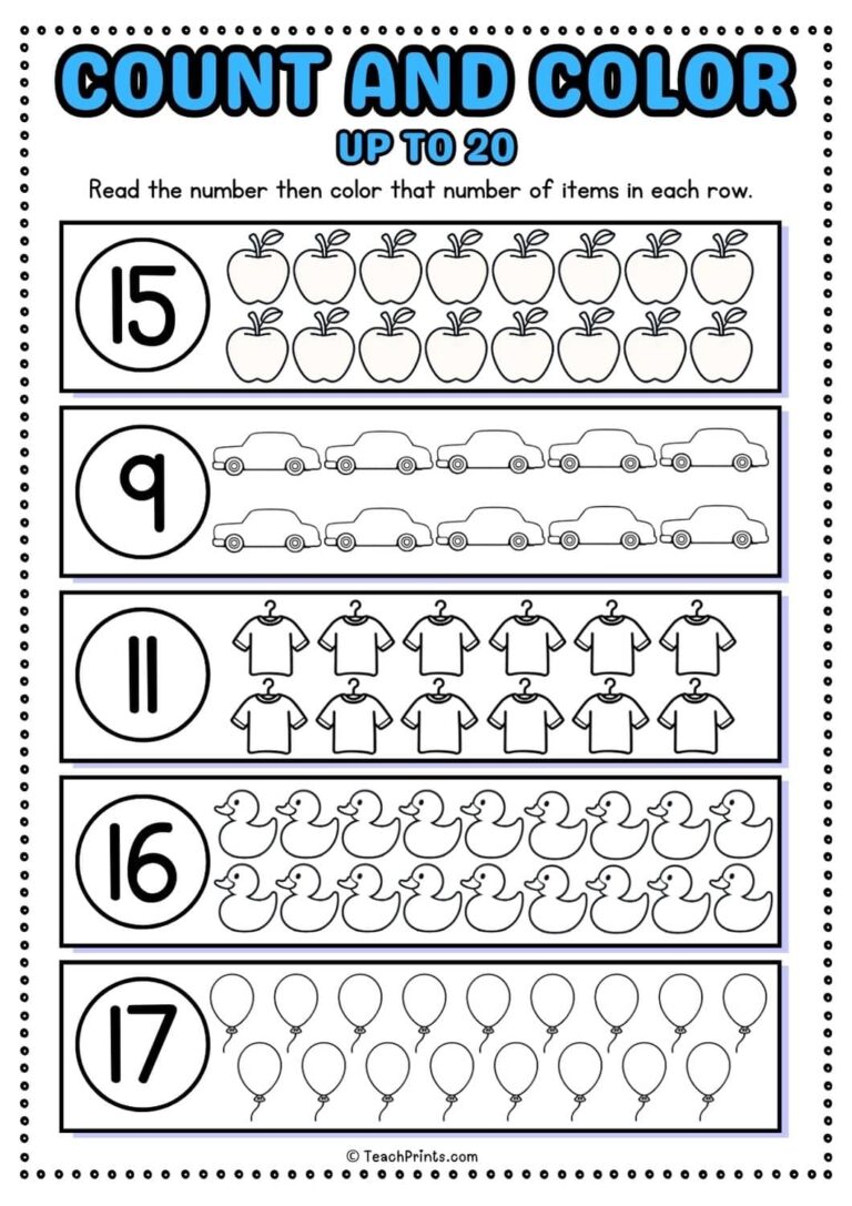 Free 1 20 Counting Worksheets Teach Prints