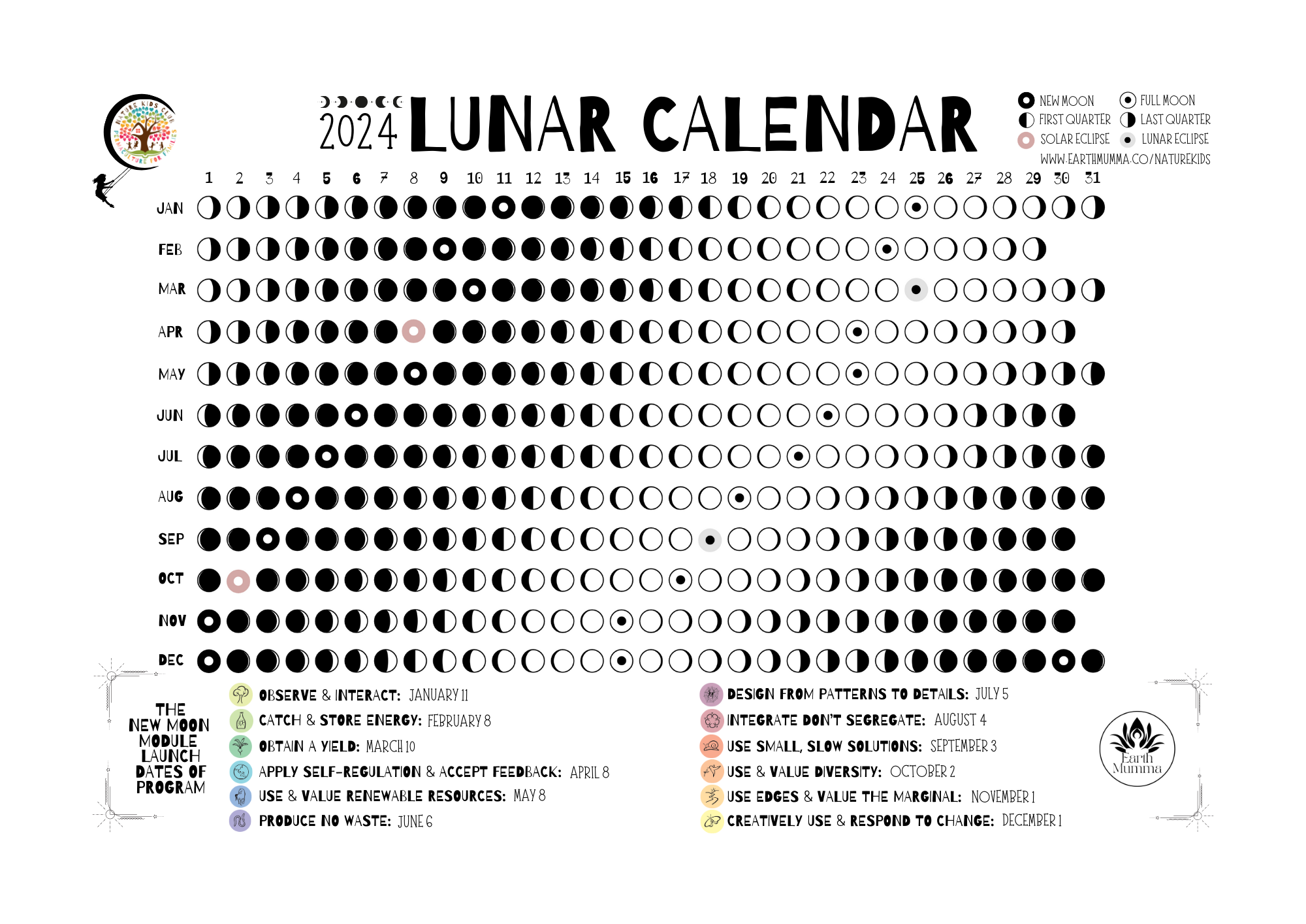 Lunar Calendar Printable