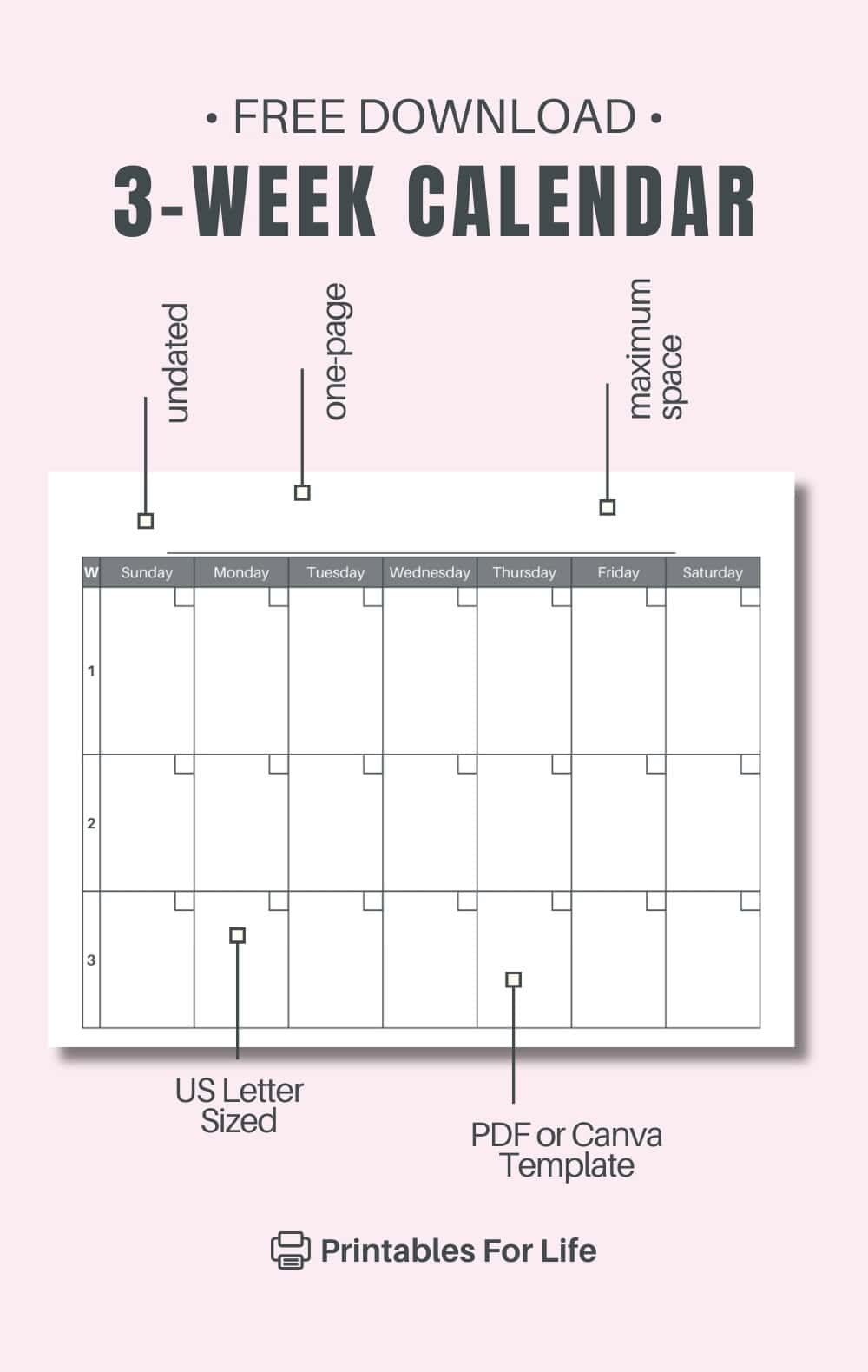 Free 3 Week Calendar Printable Blank Template