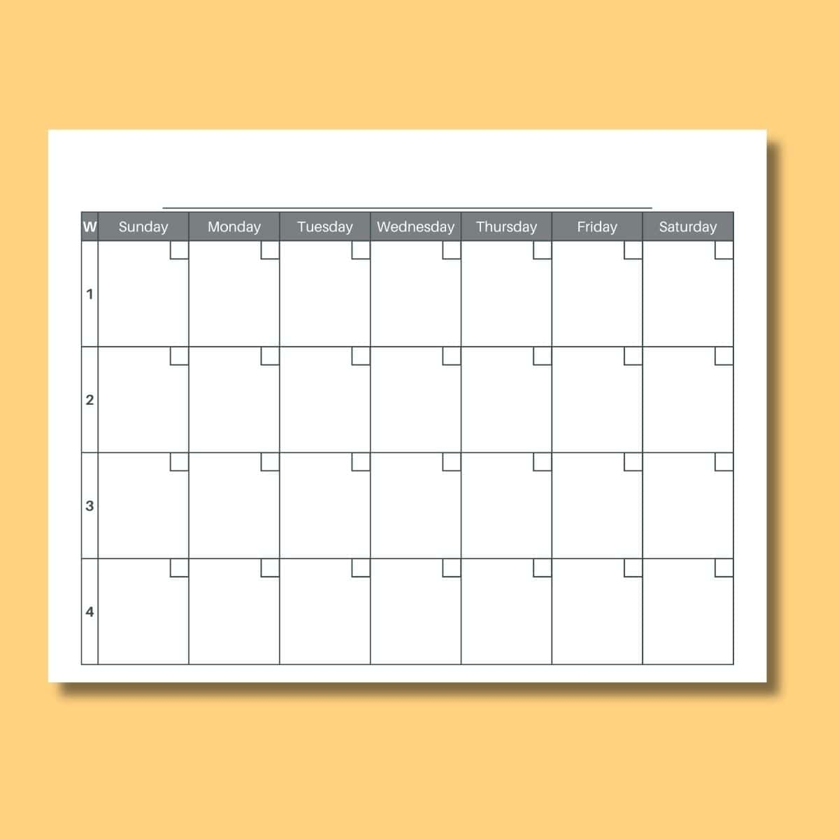 Free 4 Week Calendar Printable Blank Template