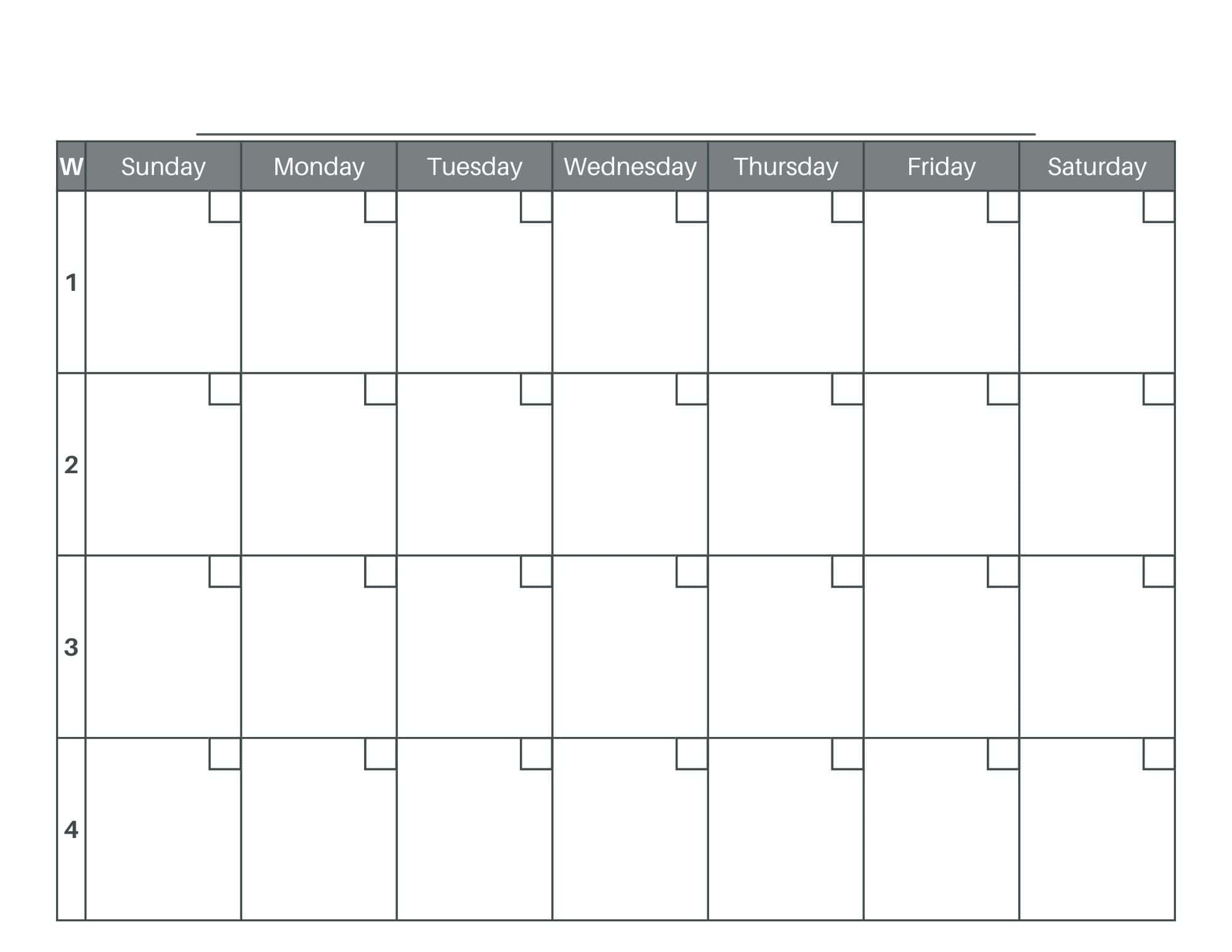 Free 4 Week Calendar Printable PDF Free 4 Week Calendar Printable PDF
