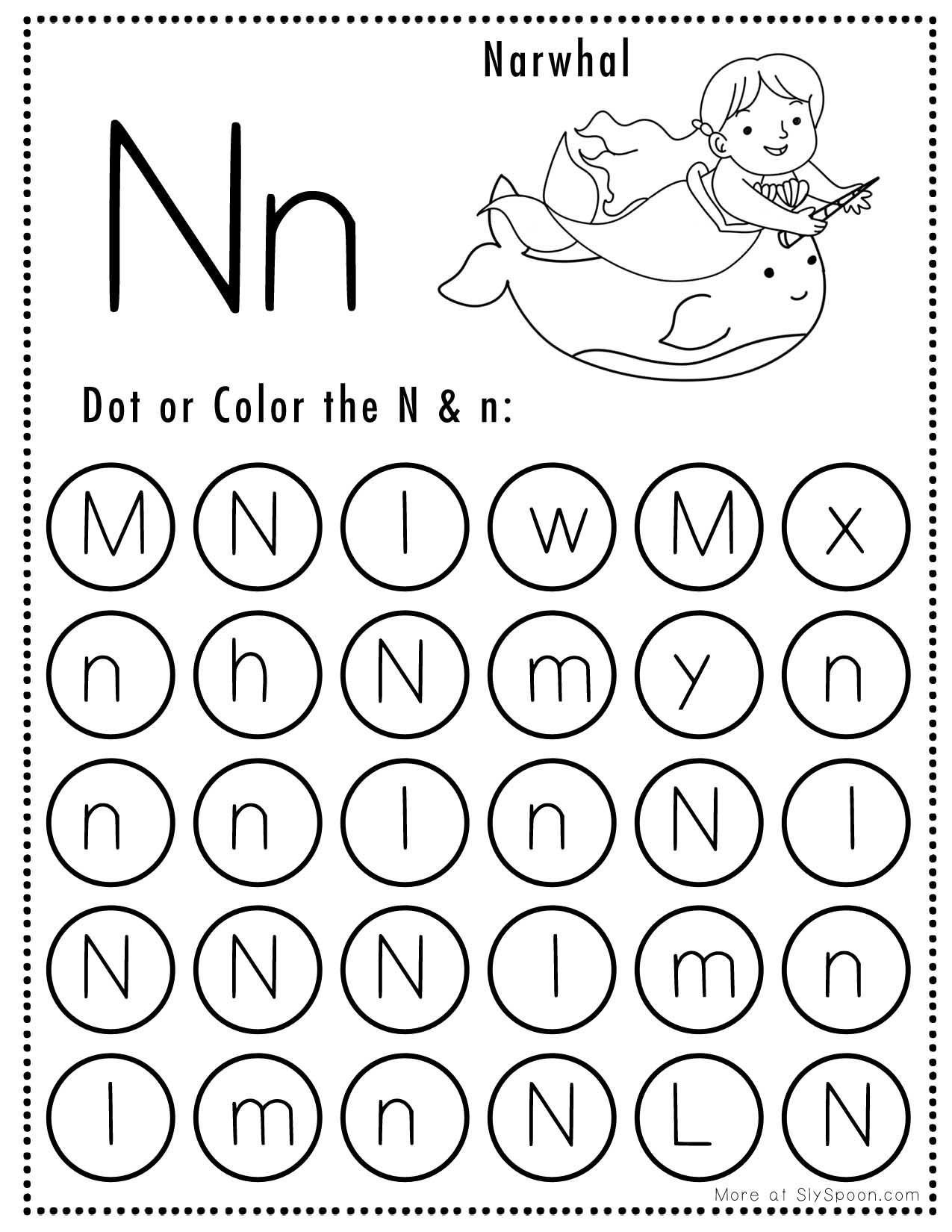 Free Alphabet Do A Dot Printables Worksheets Letter N Mermaid Themed Sly Spoon Free Alphabet Do A Dot Printables Worksheets Letter N Mermaid Themed Sly Spoon