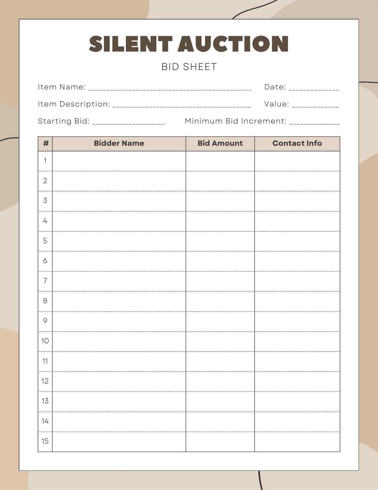 Free And Customizable Auction Templates Free And Customizable Auction Templates