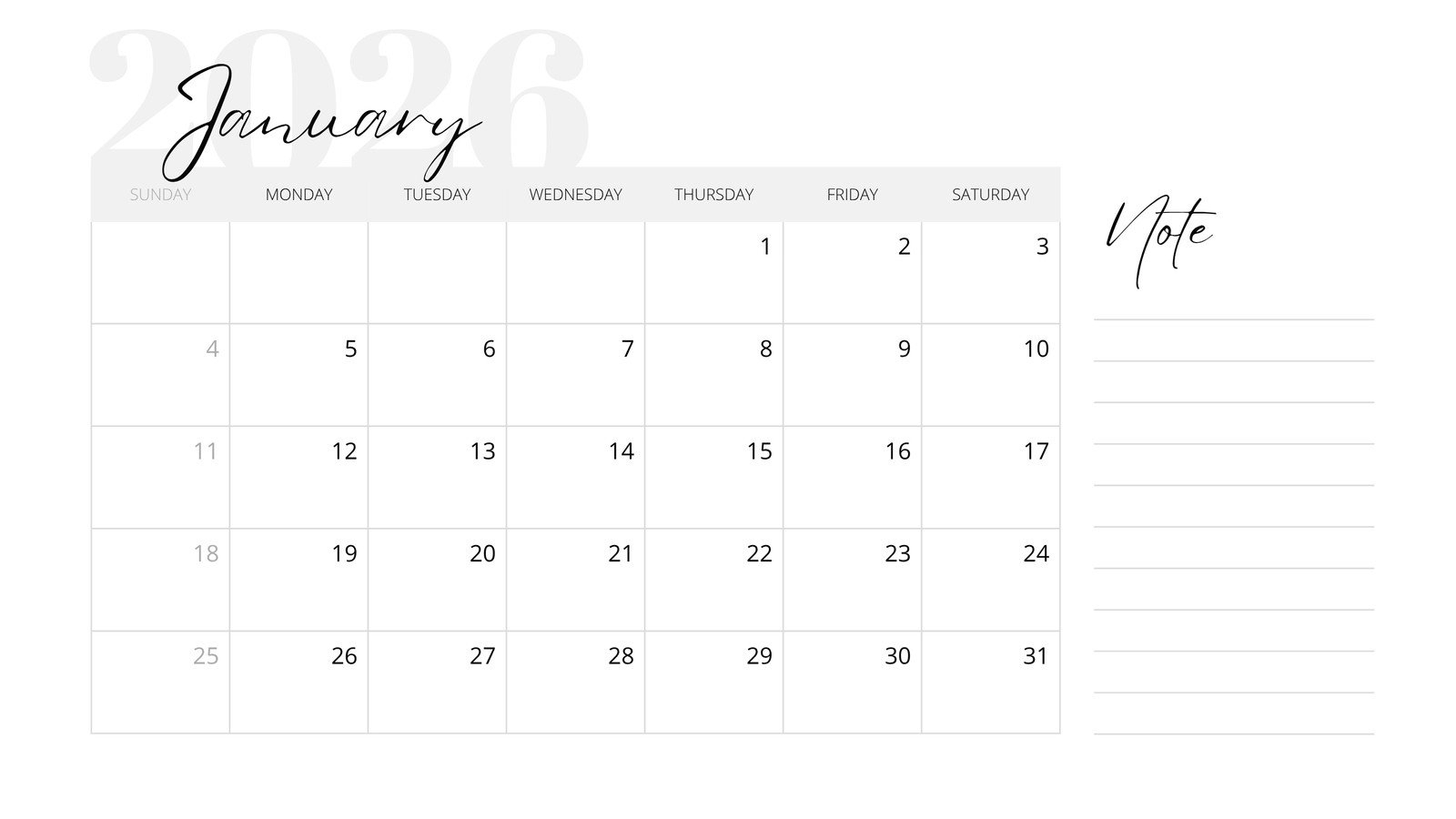 Free And Editable January 2026 Calendar Templates Canva
