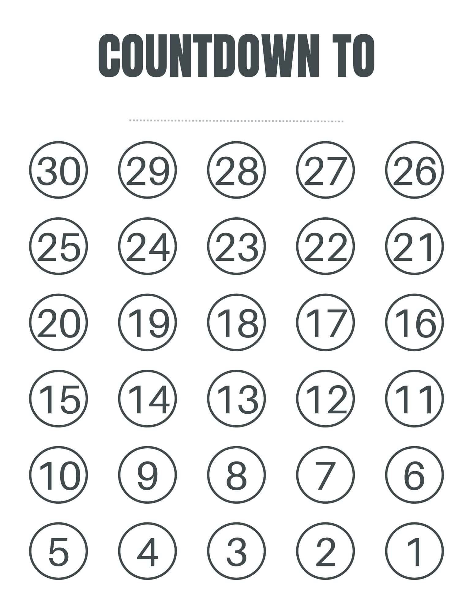 Countdown Calendar Template Printable