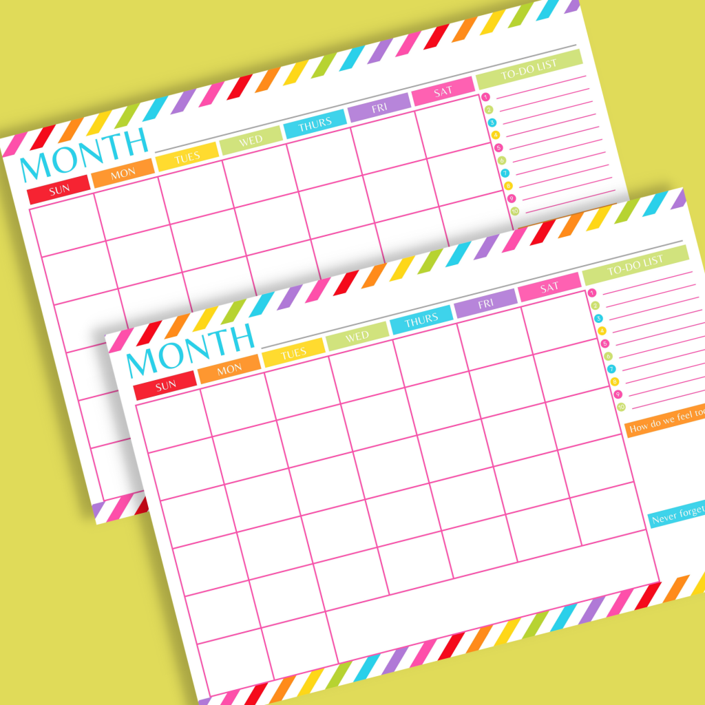 Free Blank Printable Large Monthly Wall Calendar Pretty Party Crafty