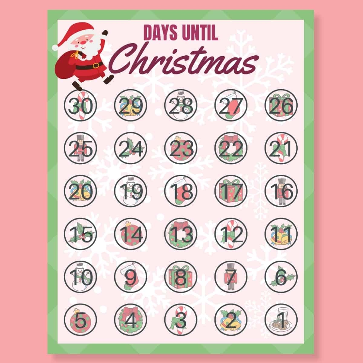 Christmas Countdown Calendar Free Printable