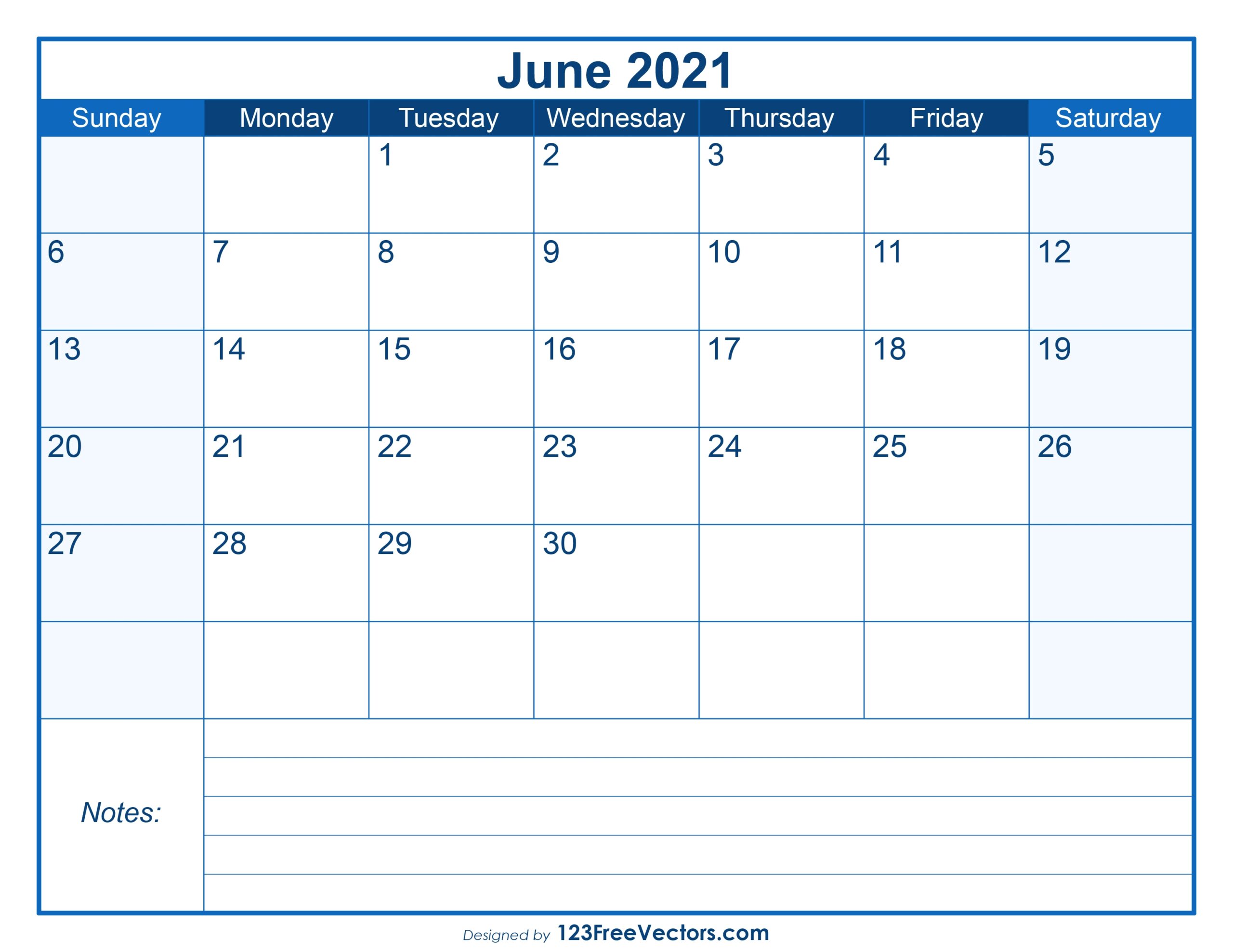 June Blank Printable Calendar