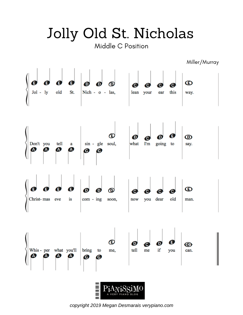 Free Easy Piano Sheet Music Jolly Old St Nicholas Very Piano