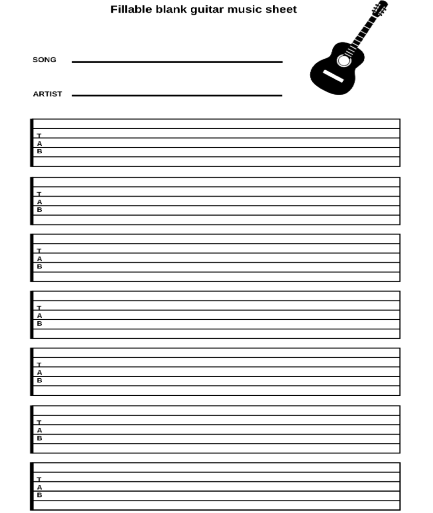 Free Fillable Blank Guitar Music Sheet Printable Printerfriendly