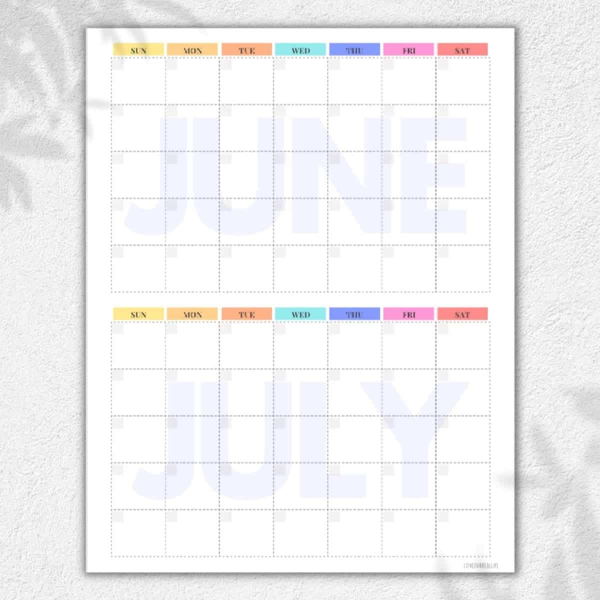 Free June And July Printable Calendar Blank Templates Love Our Real Life Free June And July Printable Calendar Blank Templates Love Our Real Life