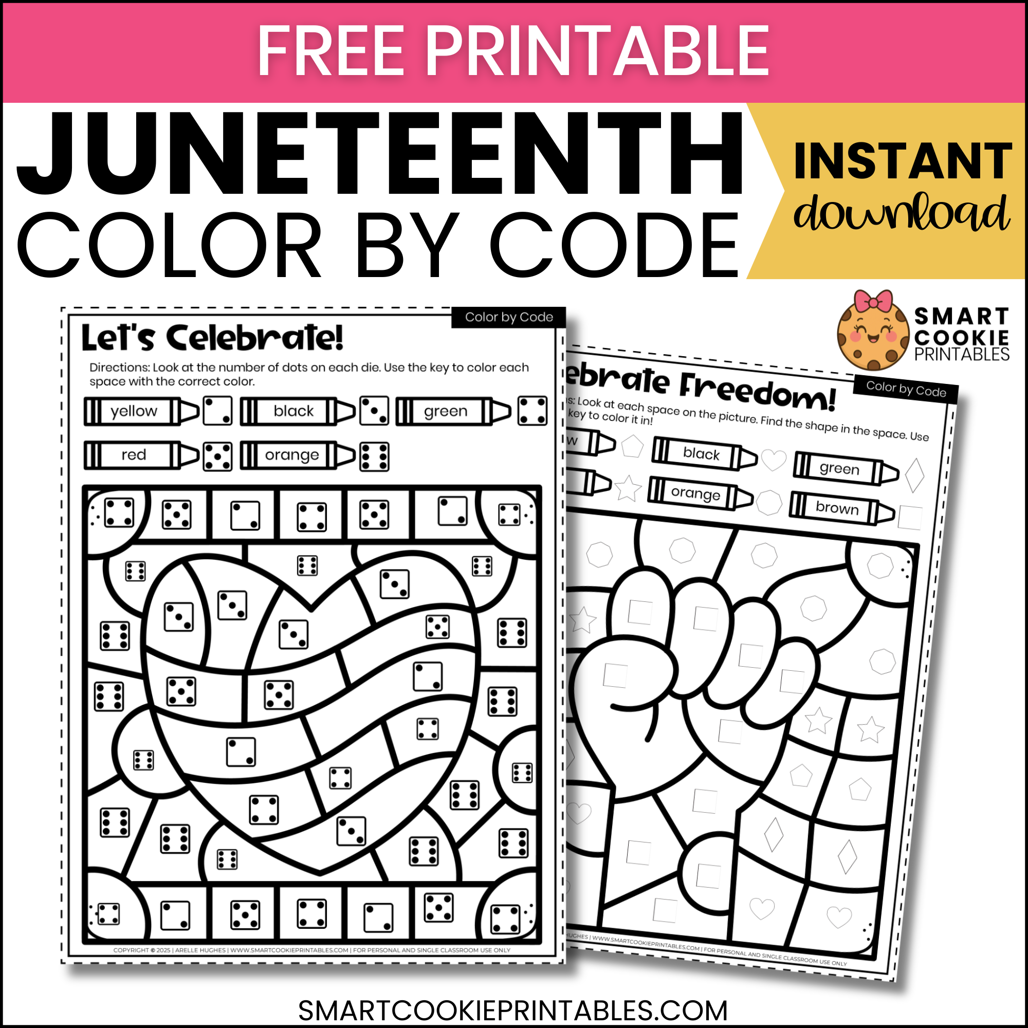 Free Juneteenth Color By Code Worksheets For Kids Smart Cookie Printables