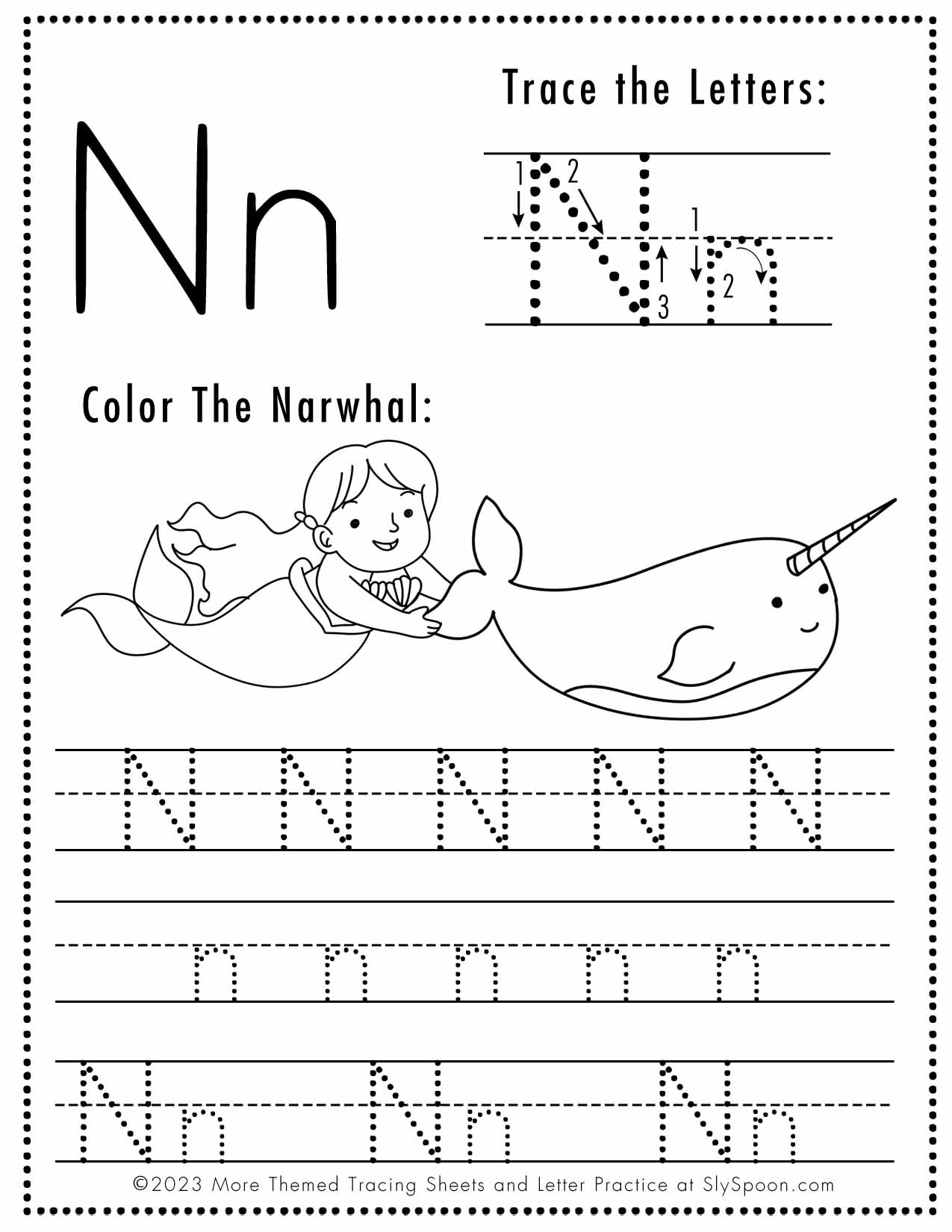 Free Letter N Tracing Worksheet Printable Mermaid Themed Sly Spoon Free Letter N Tracing Worksheet Printable Mermaid Themed Sly Spoon