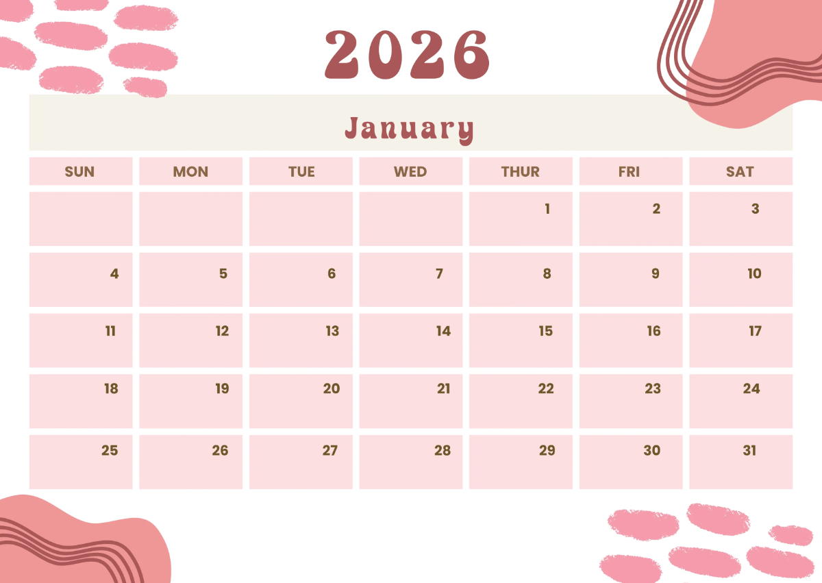 Free Pink 2026 Calendar Template To Edit Online