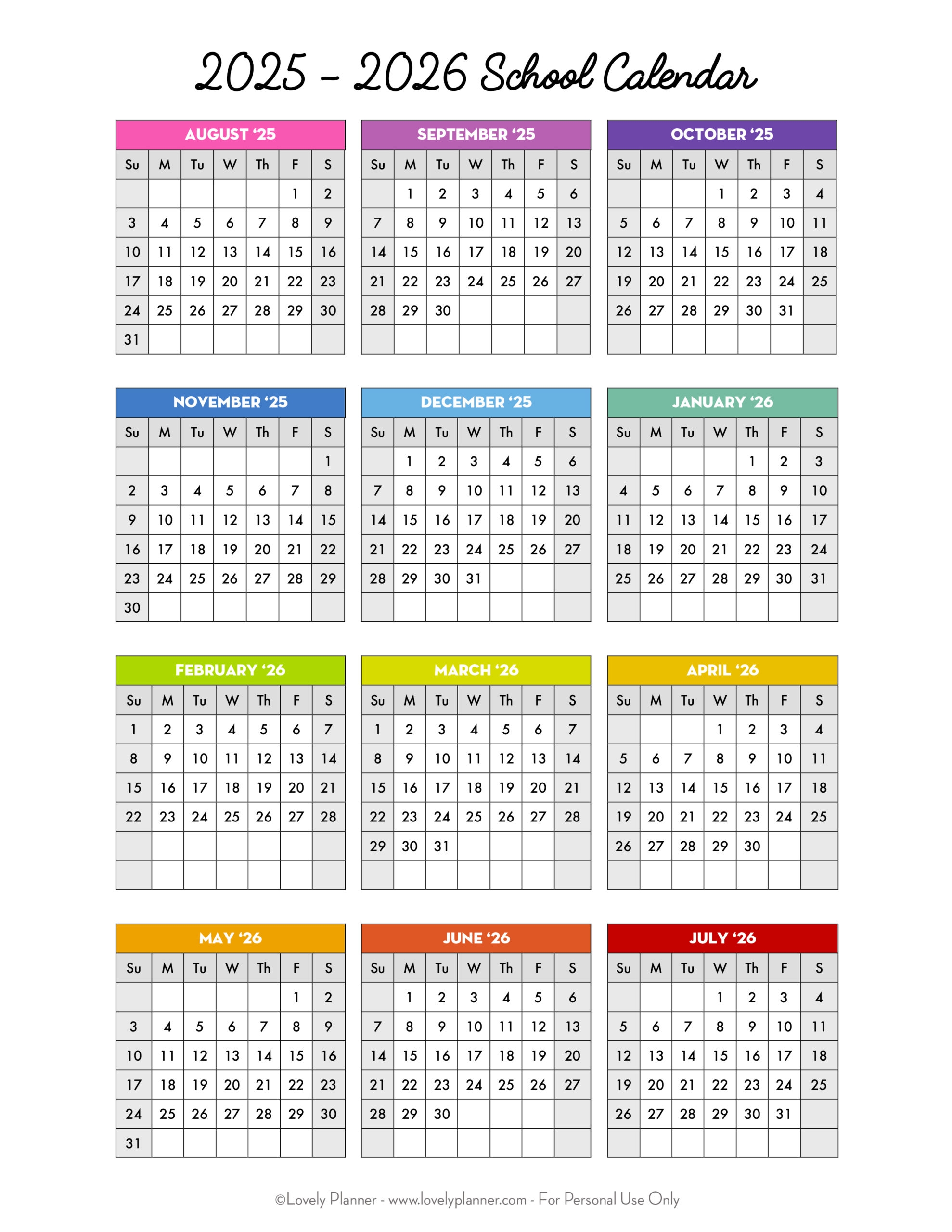 Summer Calendar Printable 2026 Summer Calendar Printable 2026