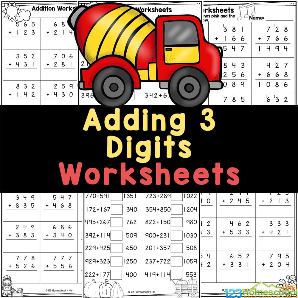 FREE Printable 3 Digit Addition Math Worksheets with Answer Key FREE Printable 3 Digit Addition Math Worksheets with Answer Key