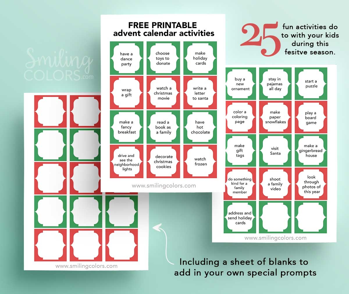 Free Printable Advent Calendar Activities Smiling Colors