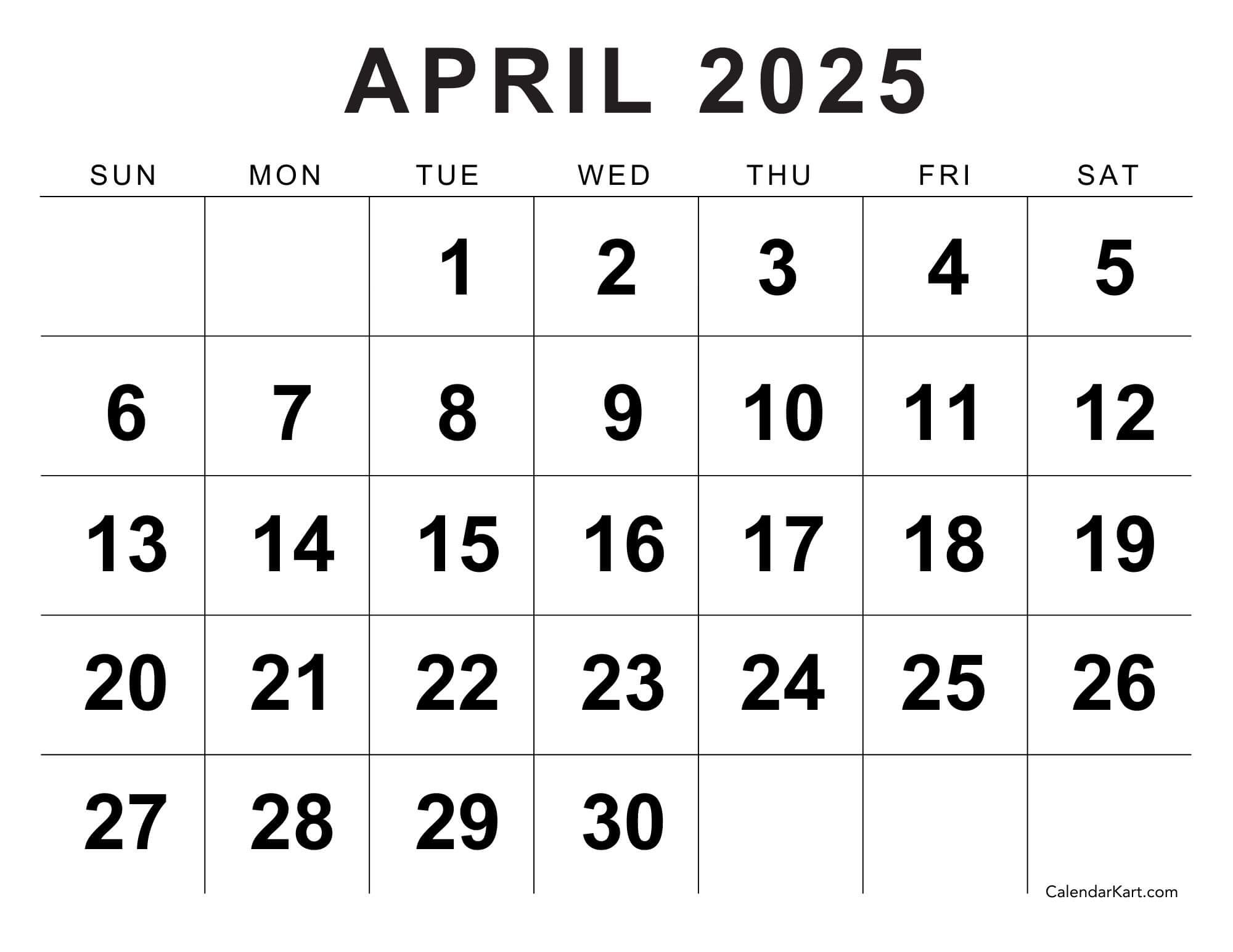 Free Printable April 2025 Calendars 30 Free Printable PDF