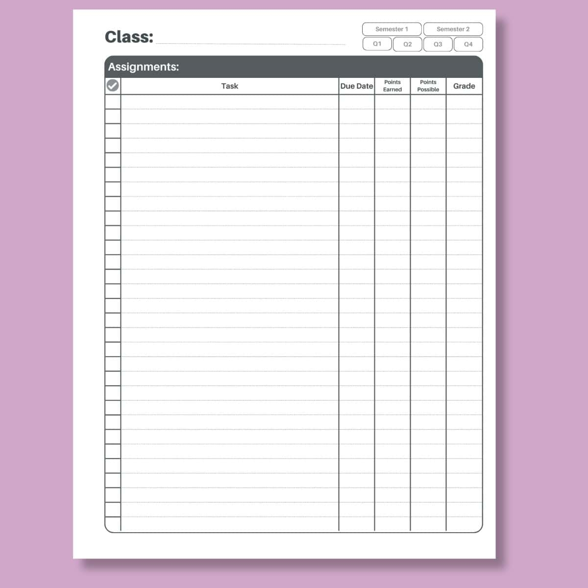 FREE Printable Assignment Sheets For Students
