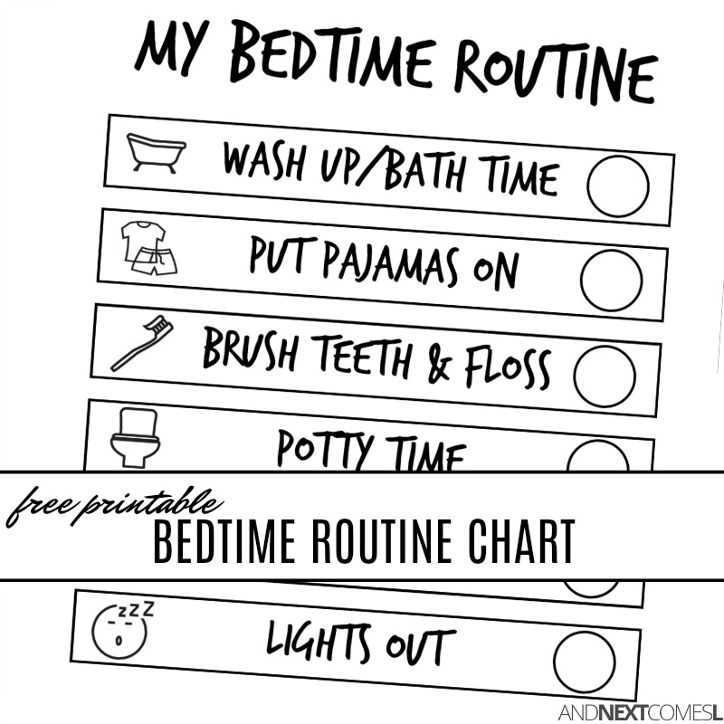 Free Printable Bedtime Visual Routine Chart For Kids And Next Comes L Hyperlexia Resources