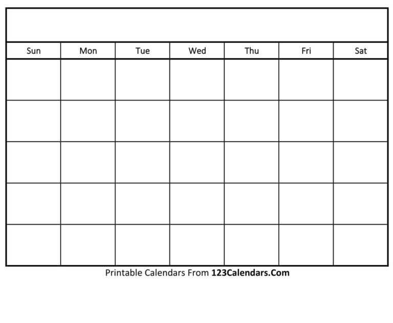 Free Printable Blank Calendar 123Calendars