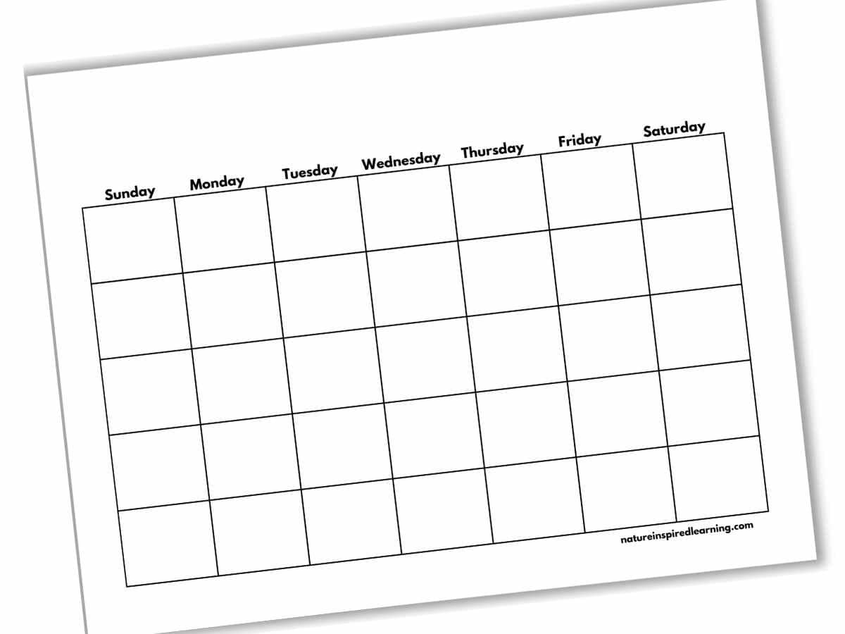 Free Printable Blank Calendars Nature Inspired Learning