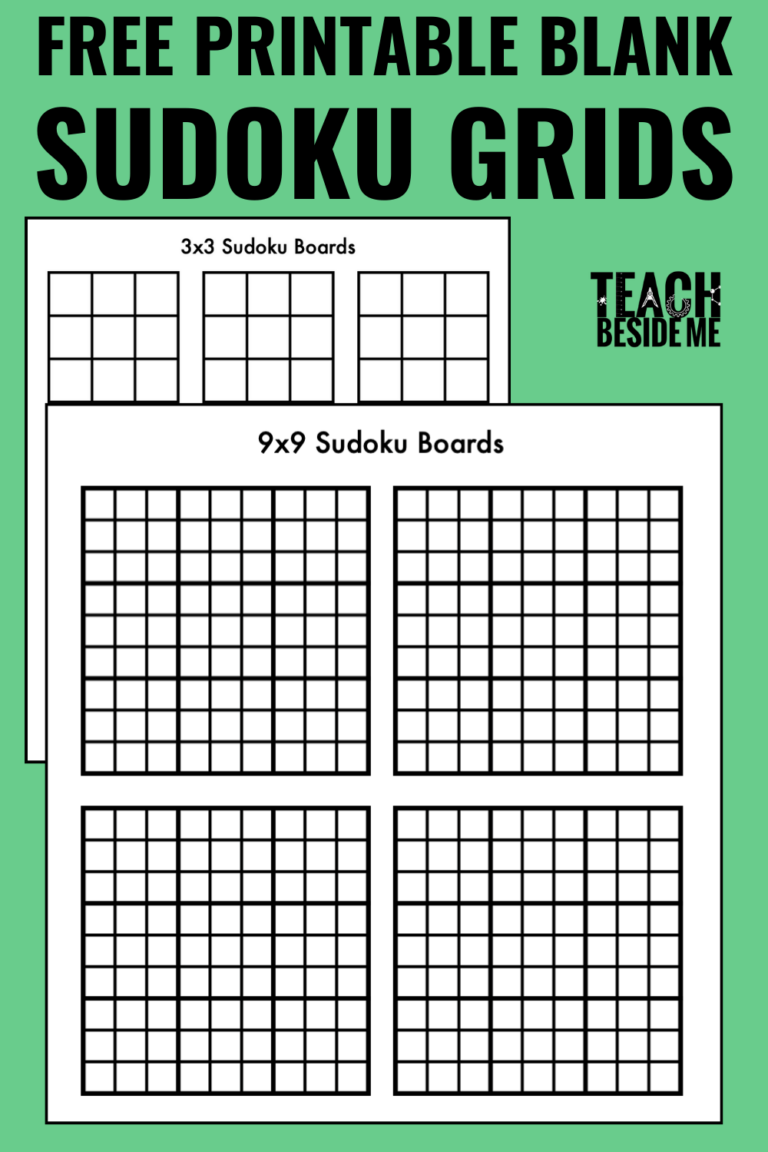 Free Printable Blank Sudoku Grids Teach Beside Me