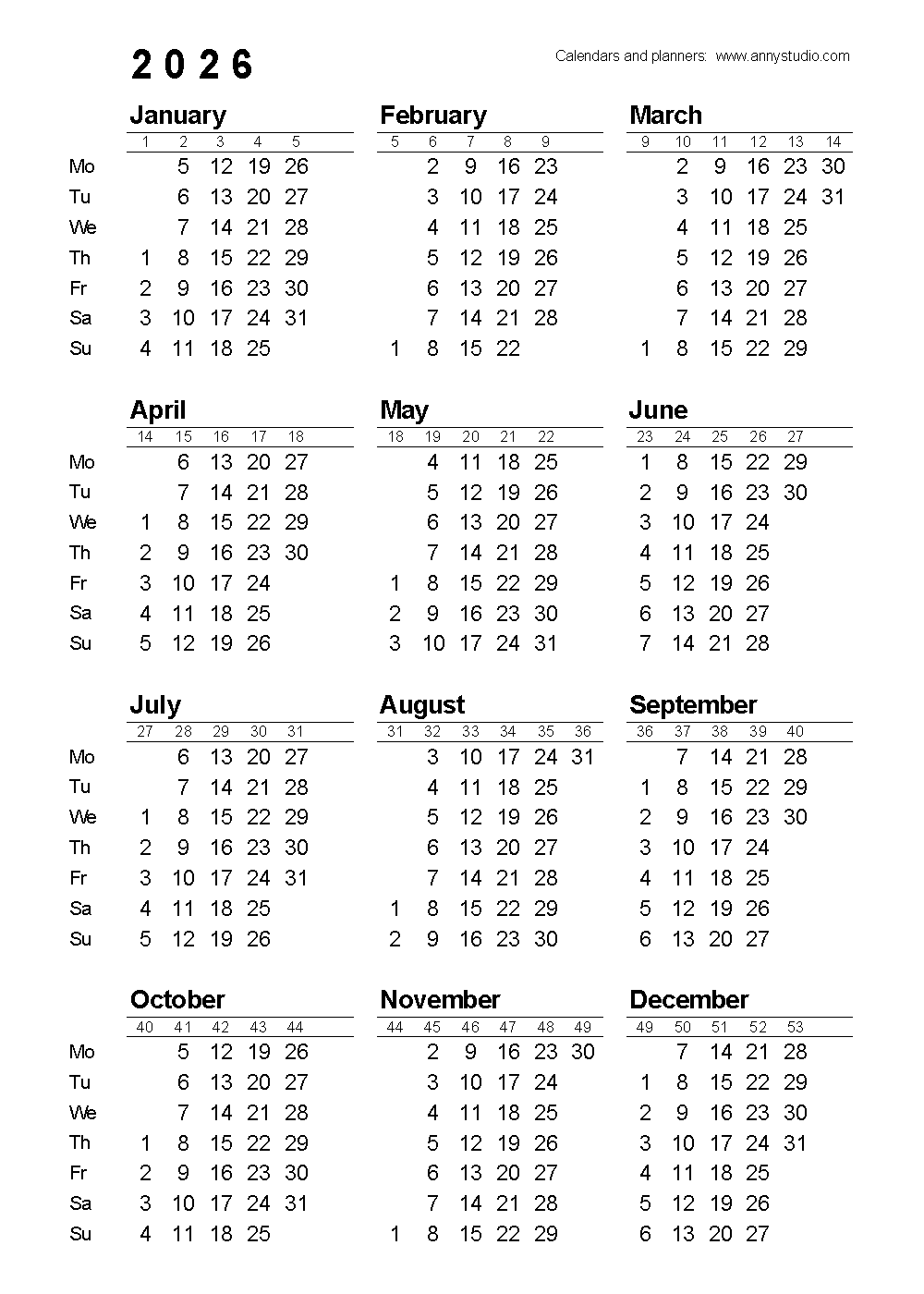 Free Fillable Printable Calendar 2026