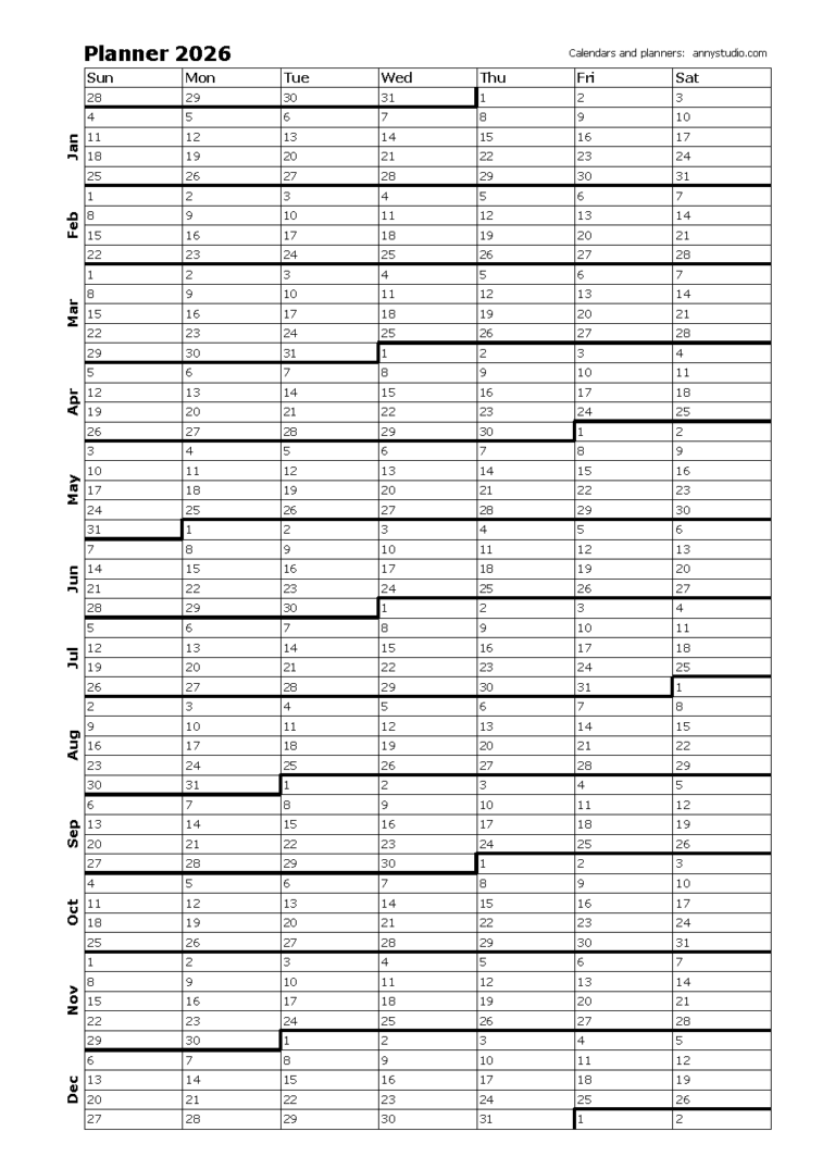 Free Printable Calendars And Planners 2026 And 2027