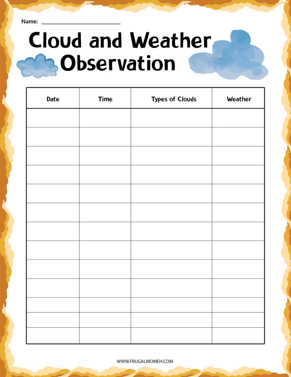 Cloud Chart Printable
