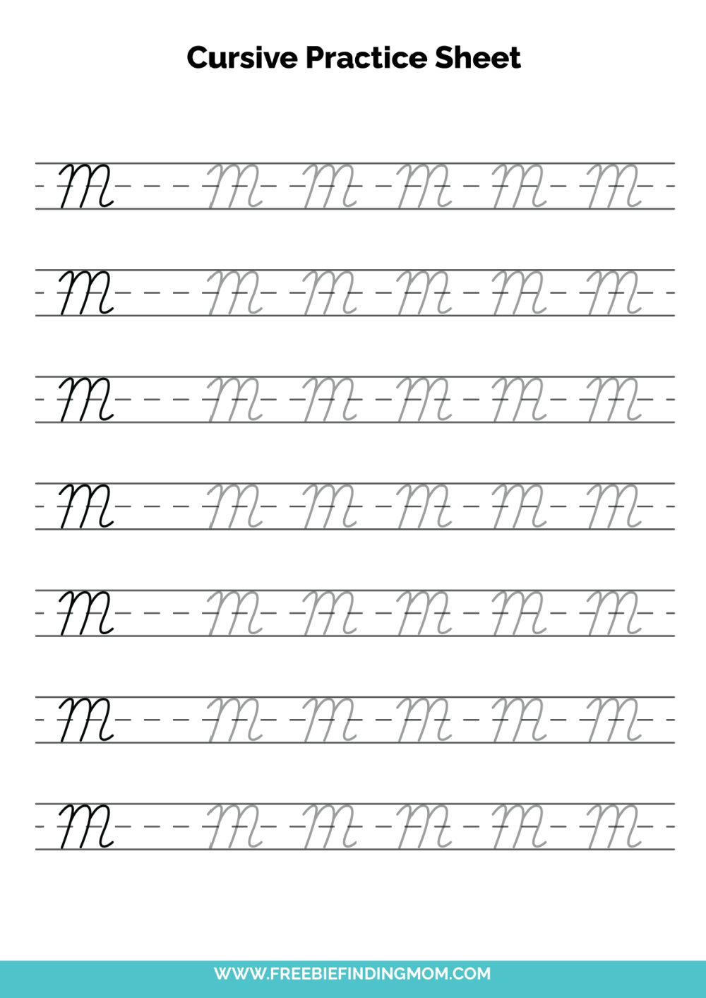 Free Printable Cursive Alphabet Practice Sheets Capital M