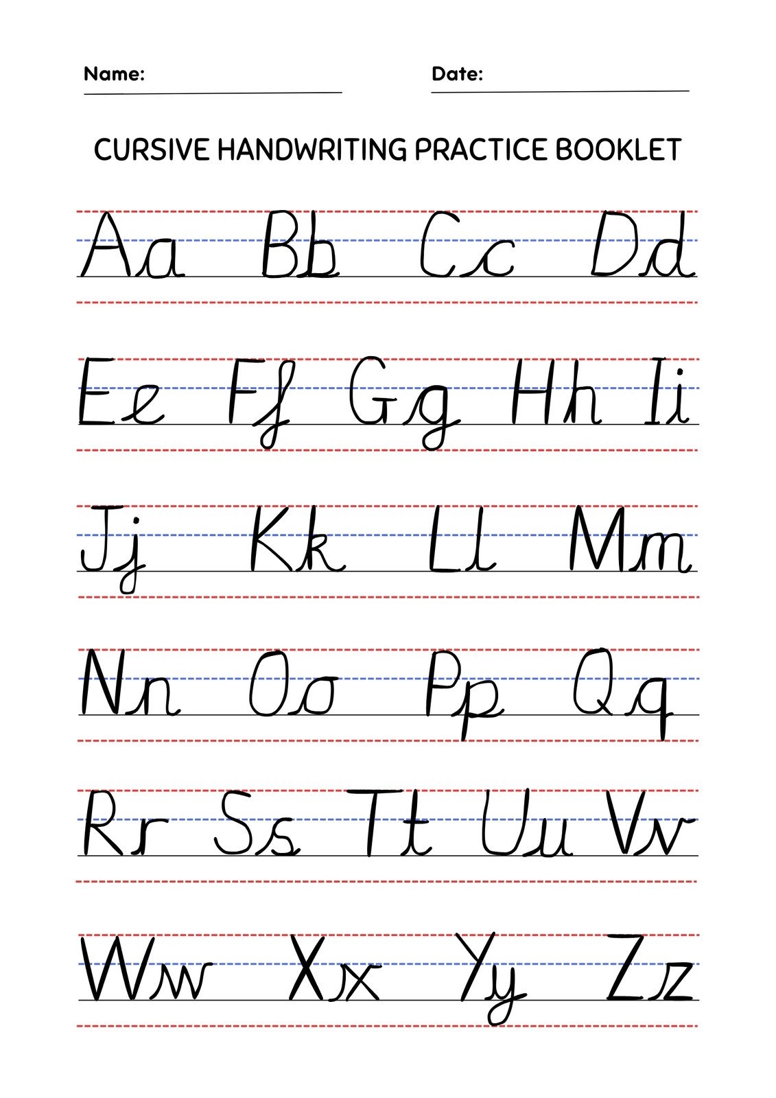 Cursive Letters Worksheet Printable Free