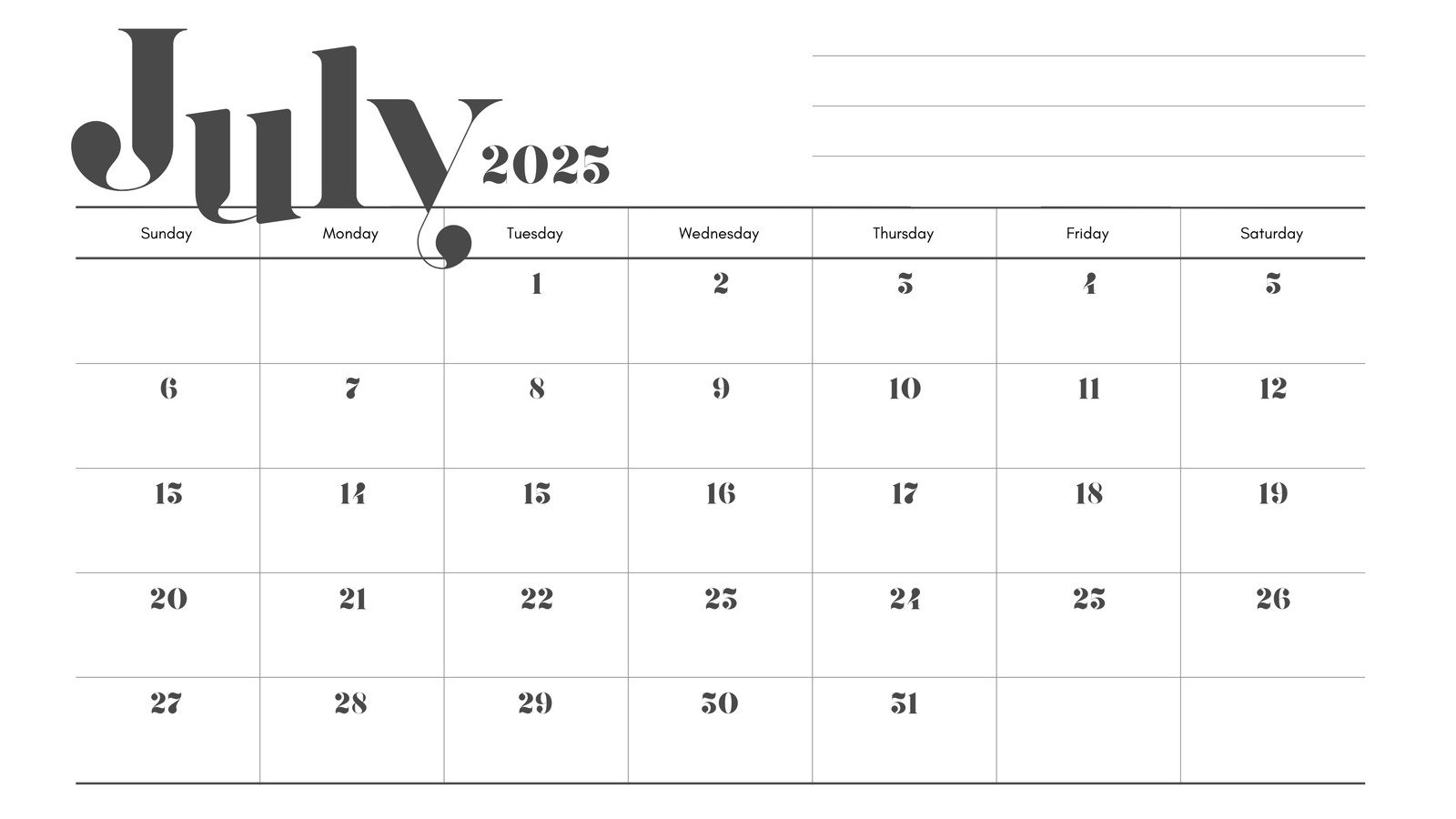Free Printable Custom July 2025 Calendar Templates Canva