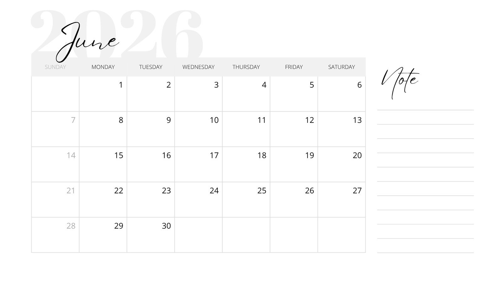 Free Printable Custom June 2026 Calendar Templates Canva