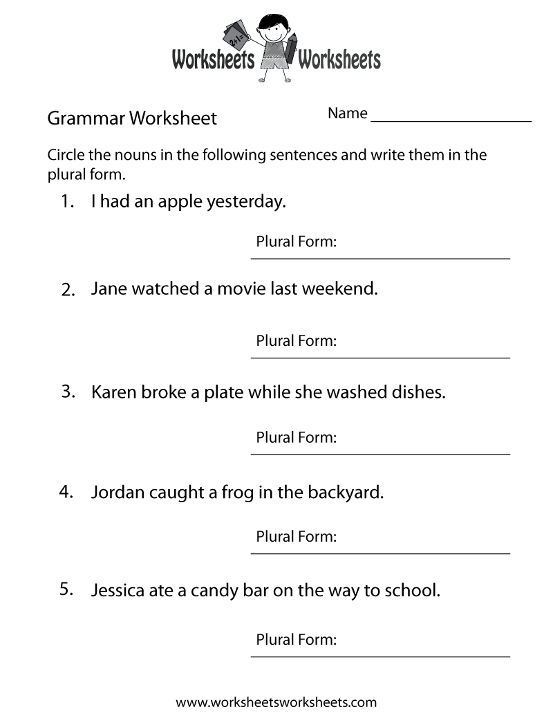 Free Printable English Grammar Worksheet Free Printable English Grammar Worksheet