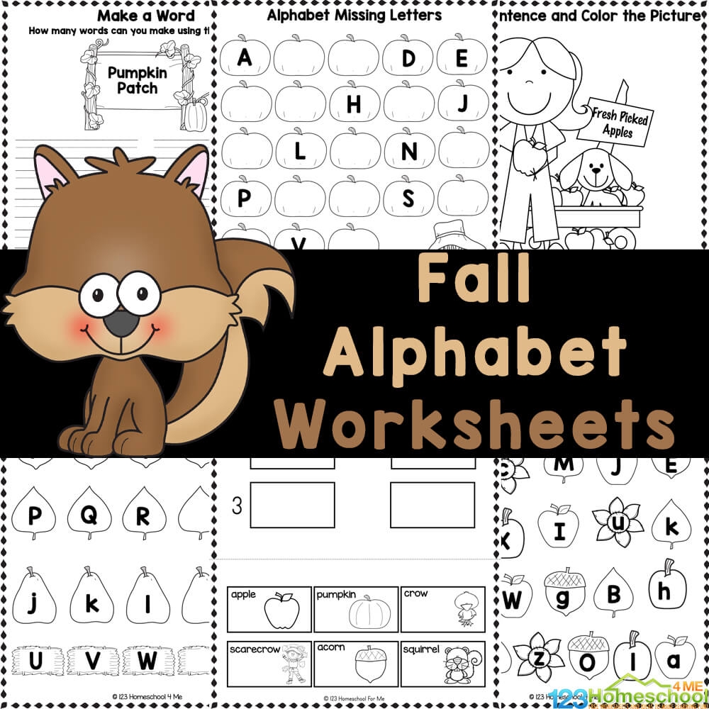 FREE Printable Fall Alphabet Worksheets For Preschool Kindergarten