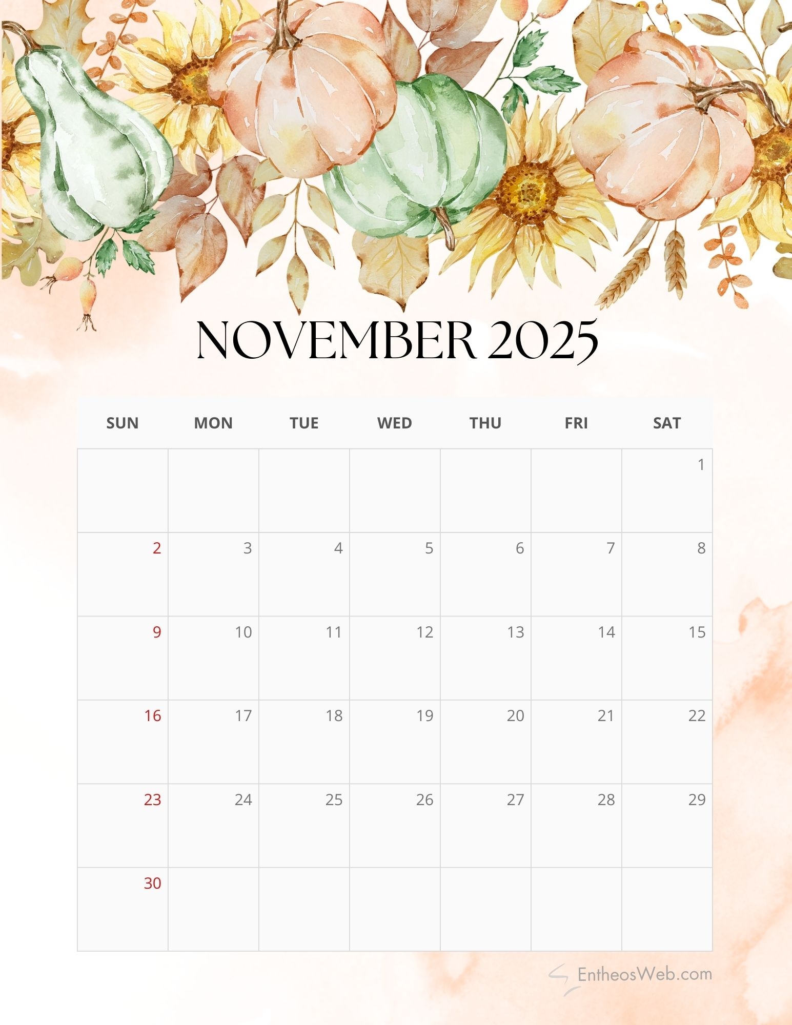 Floral Calendar Printable