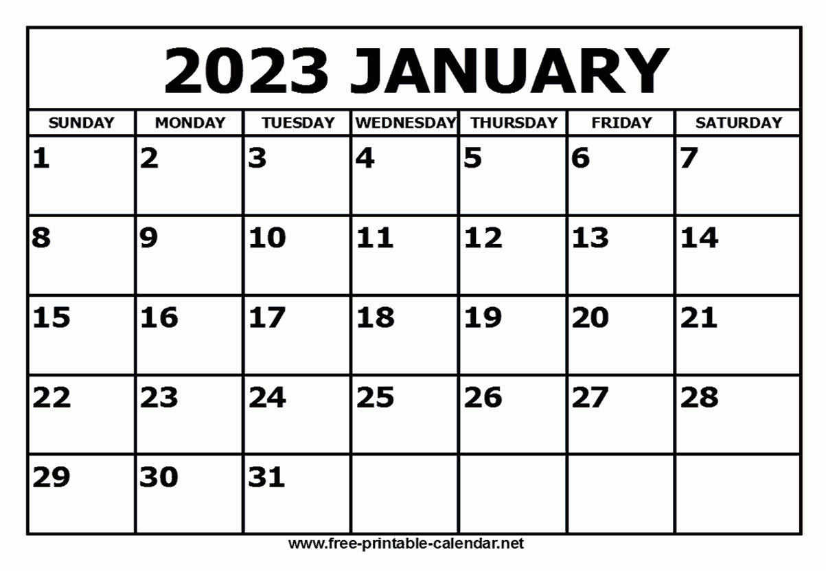 Free Printable January 2023 Calendar Free Printable January 2023 Calendar