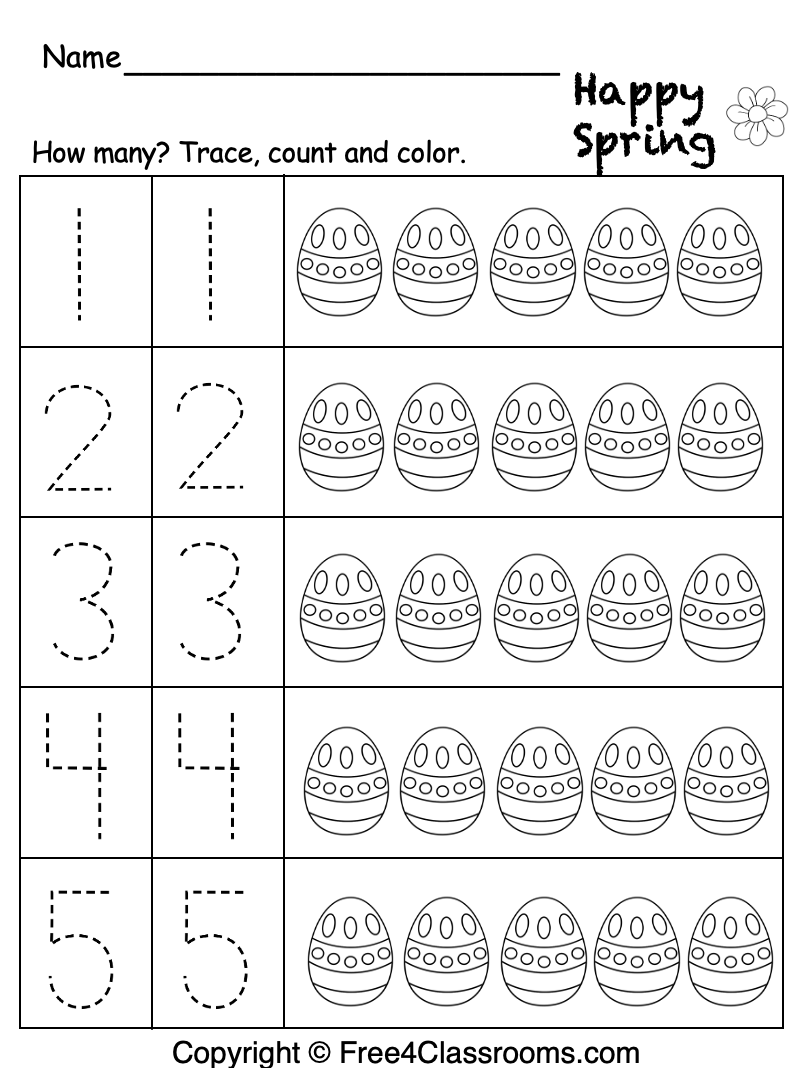 Free Printable Preschool Number Worksheet Free Worksheets Free4Classrooms