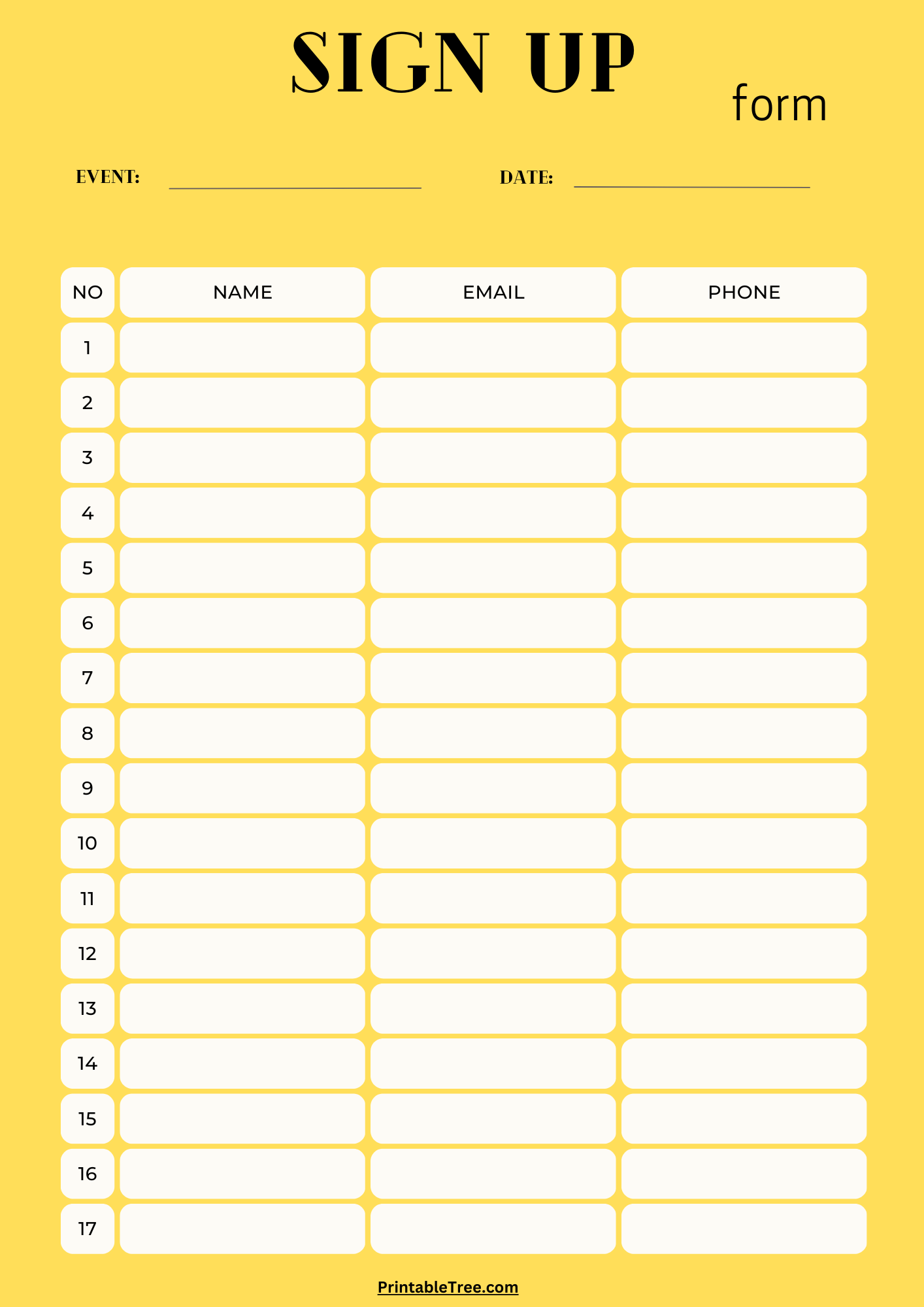 Free Printable Sign up And Sign in Sheet PDF Templates