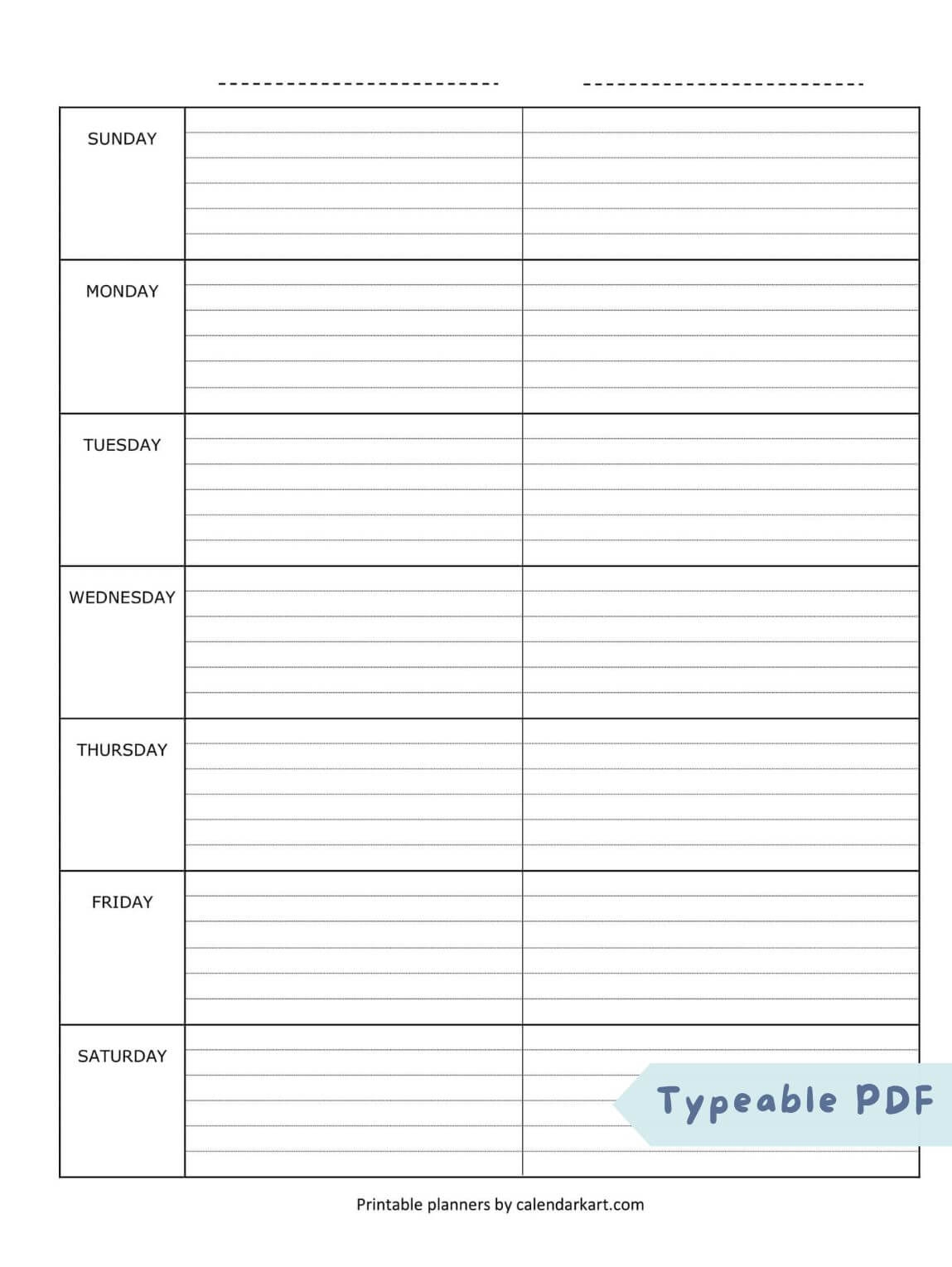 Printable Calendar Week