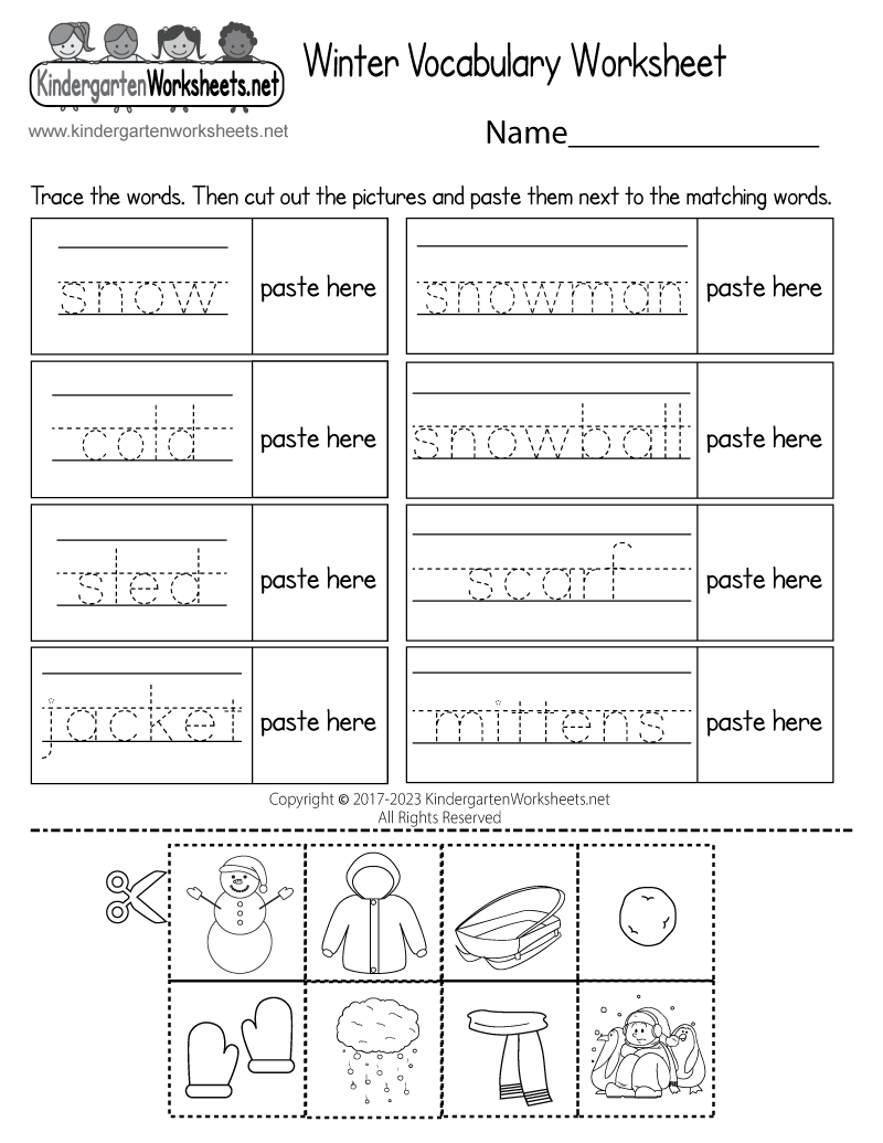 Free Printable Winter Vocabulary Words Worksheet Free Printable Winter Vocabulary Words Worksheet