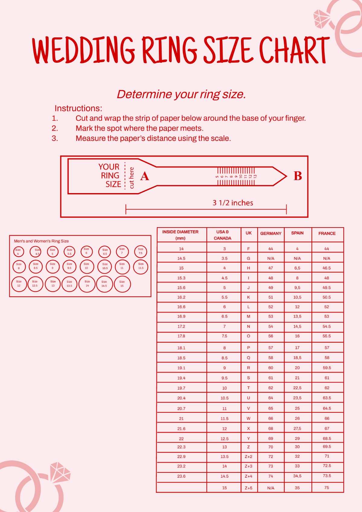 Free Printable Ring Size Chart Us