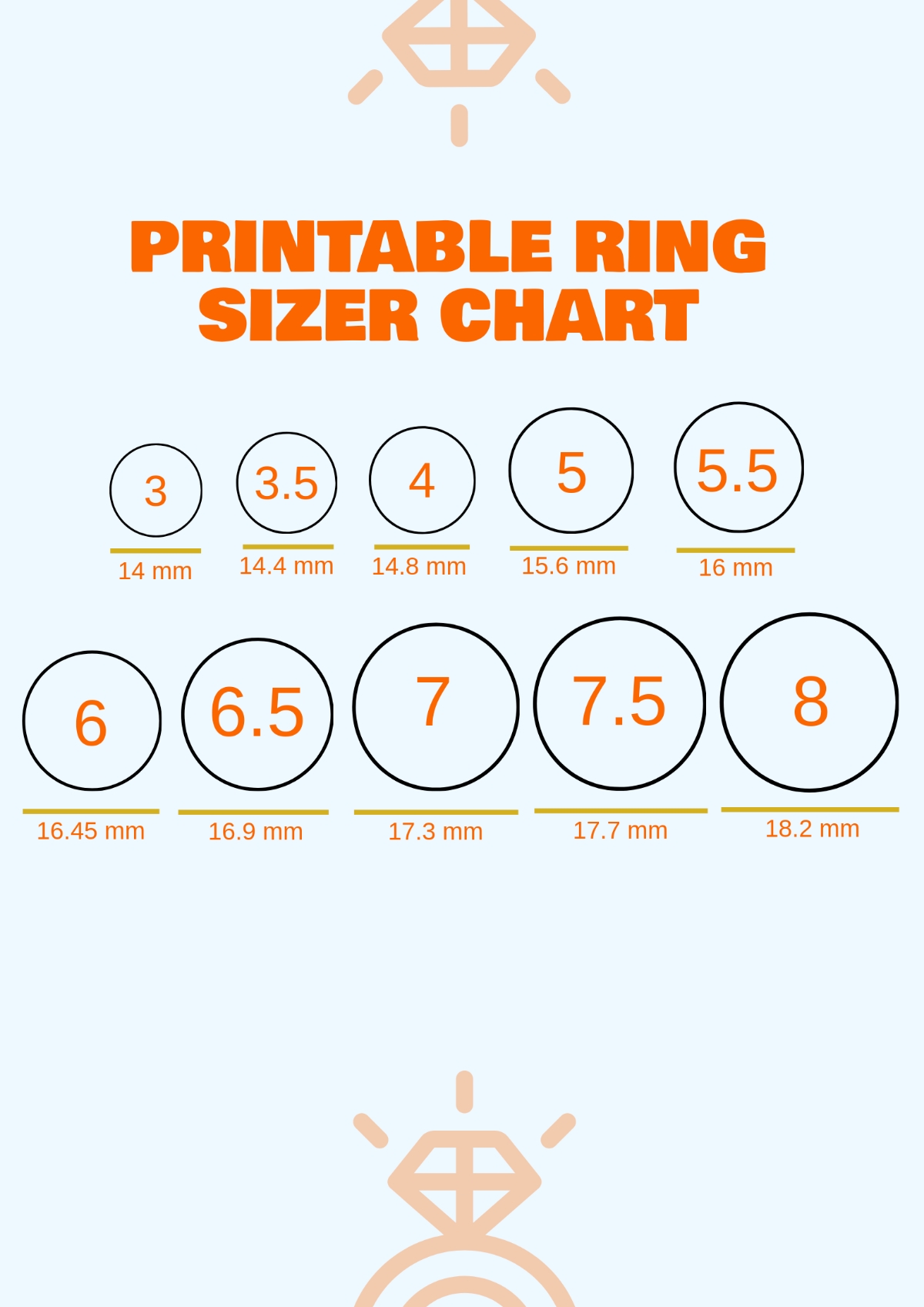 Free Ring Size Chart Templates Editable And Printable Free Ring Size Chart Templates Editable And Printable