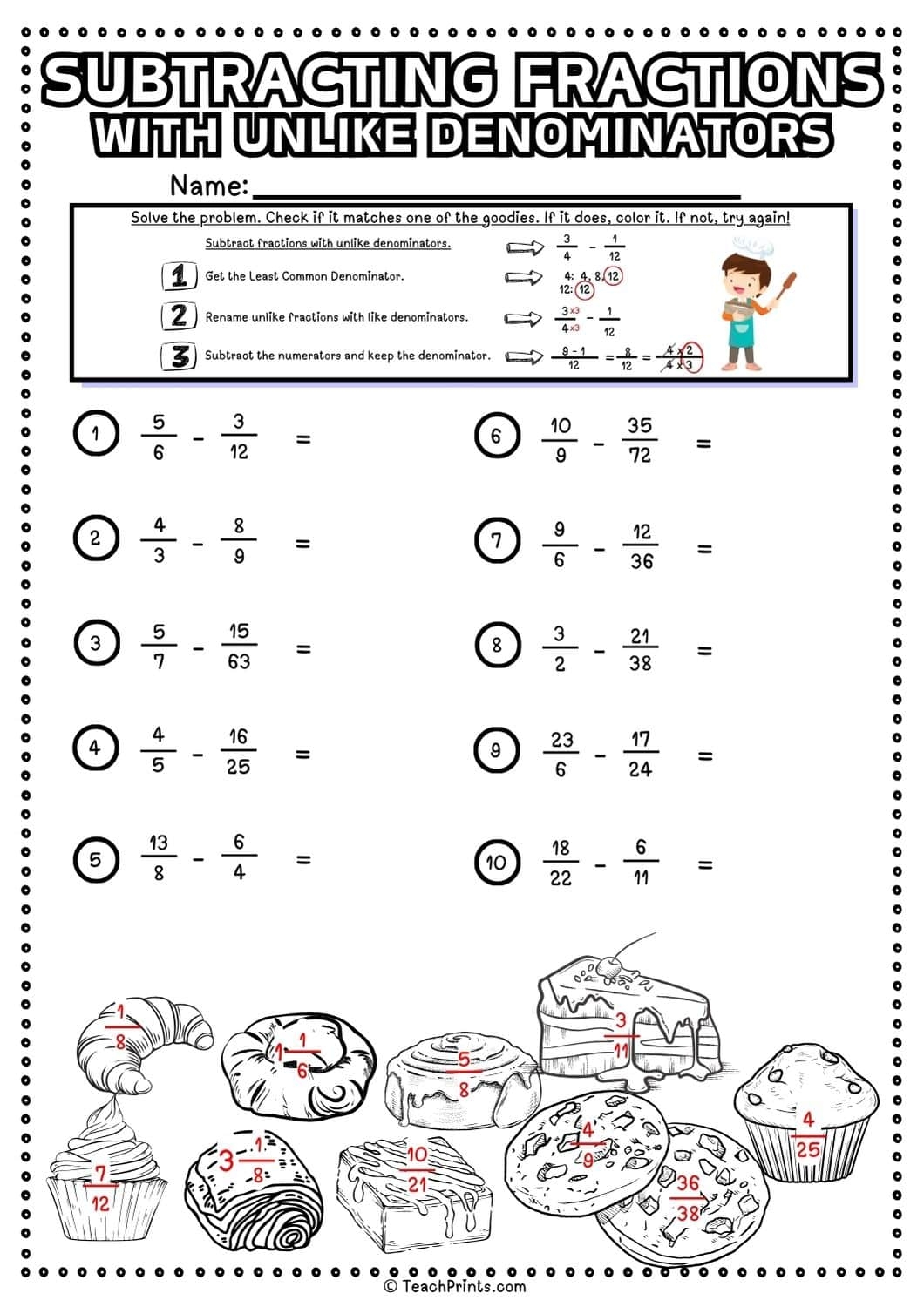 Adding And Subtracting Fractions Printable Worksheets