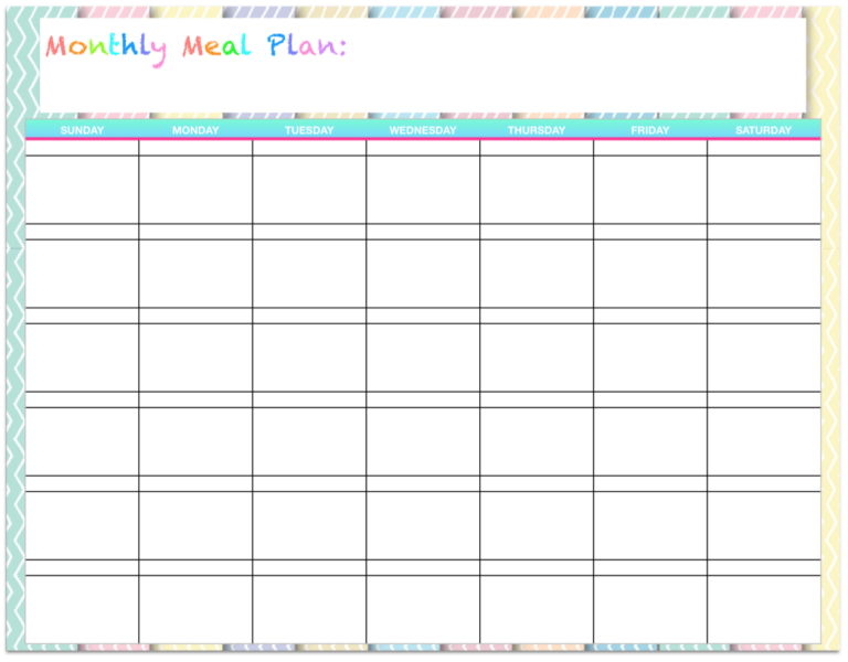 Free Templates Monthly Menu Planners The Housewife Modern