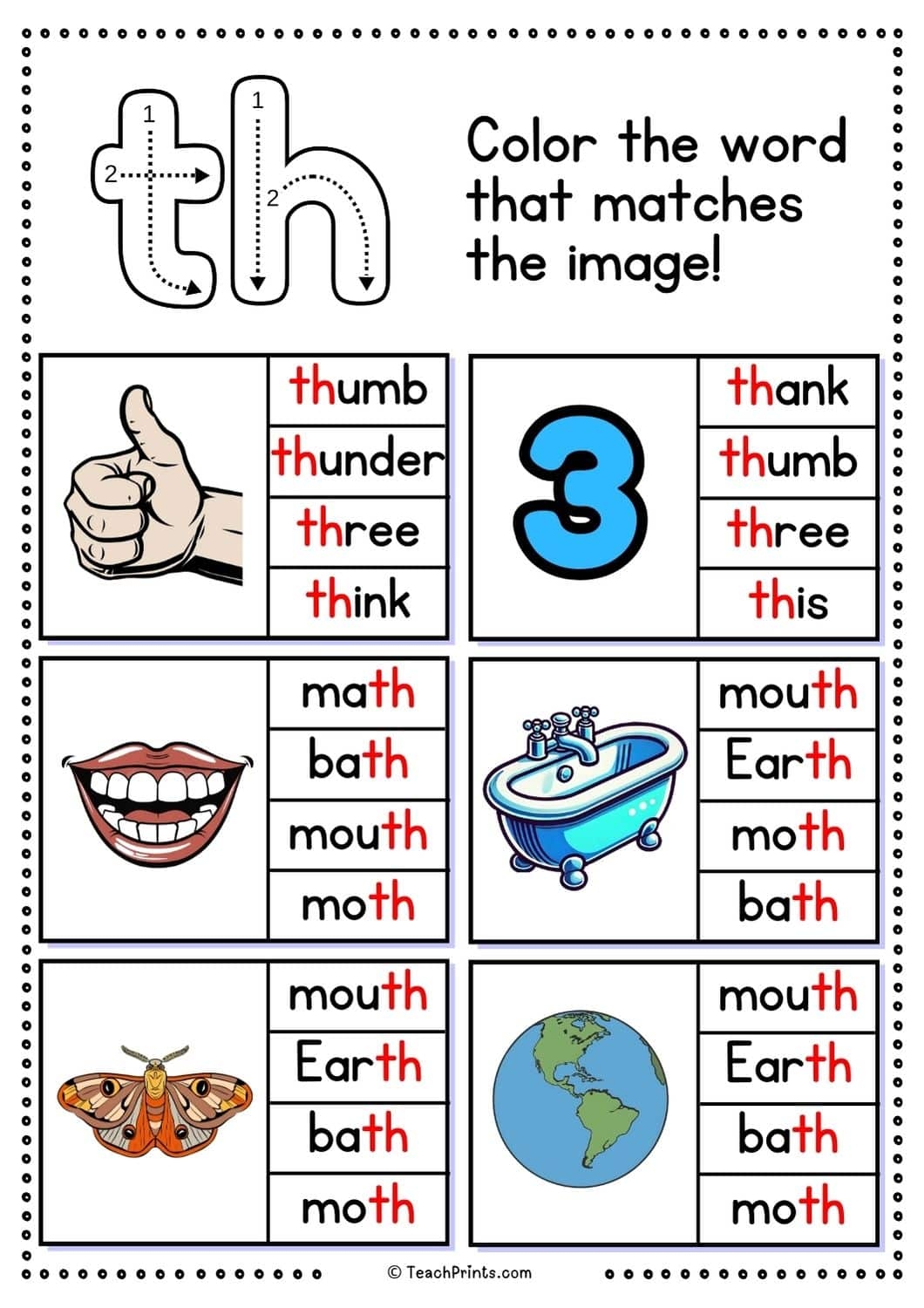 Free Th Worksheets Teach Prints