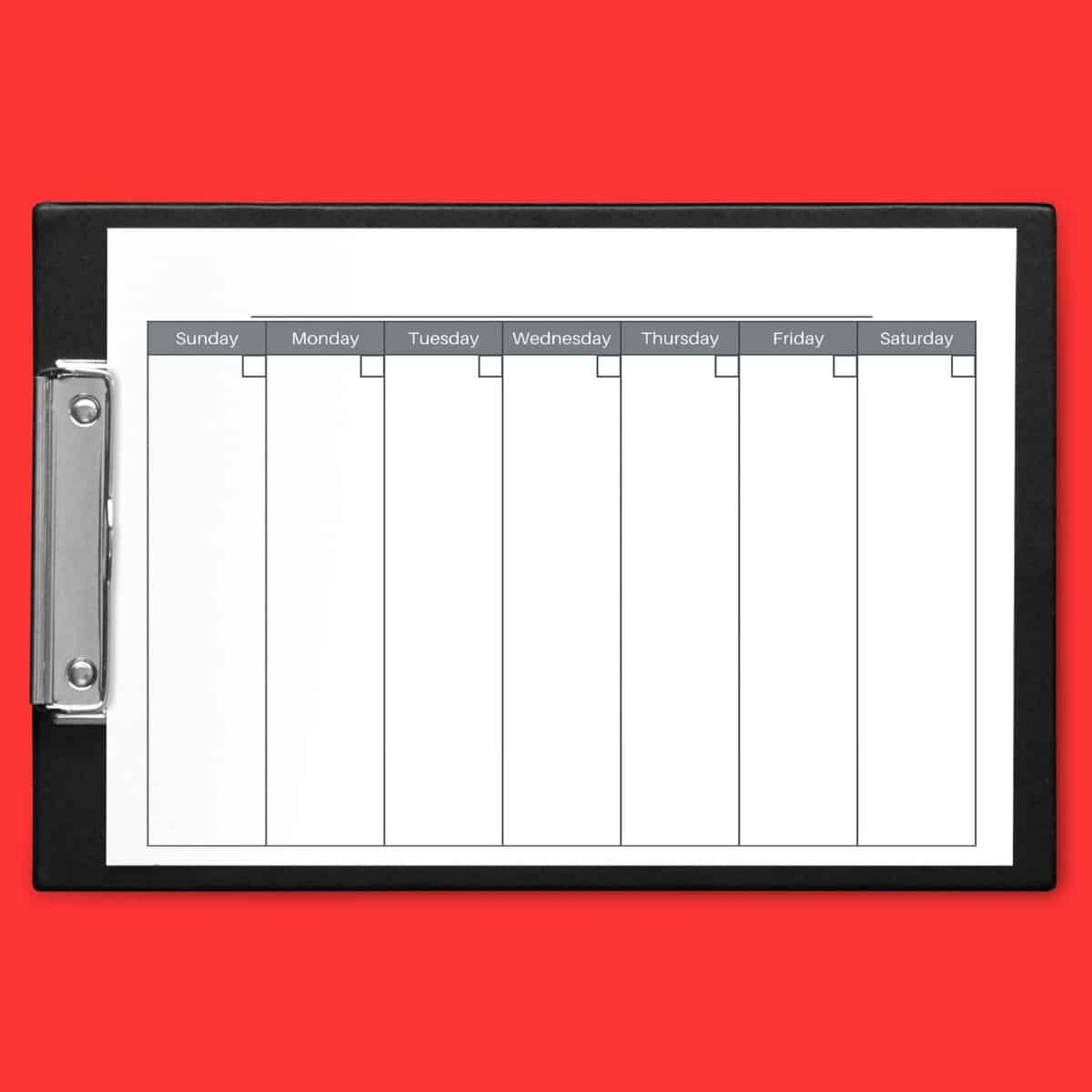 Free Versatile 1 Week Blank Calendar Printable