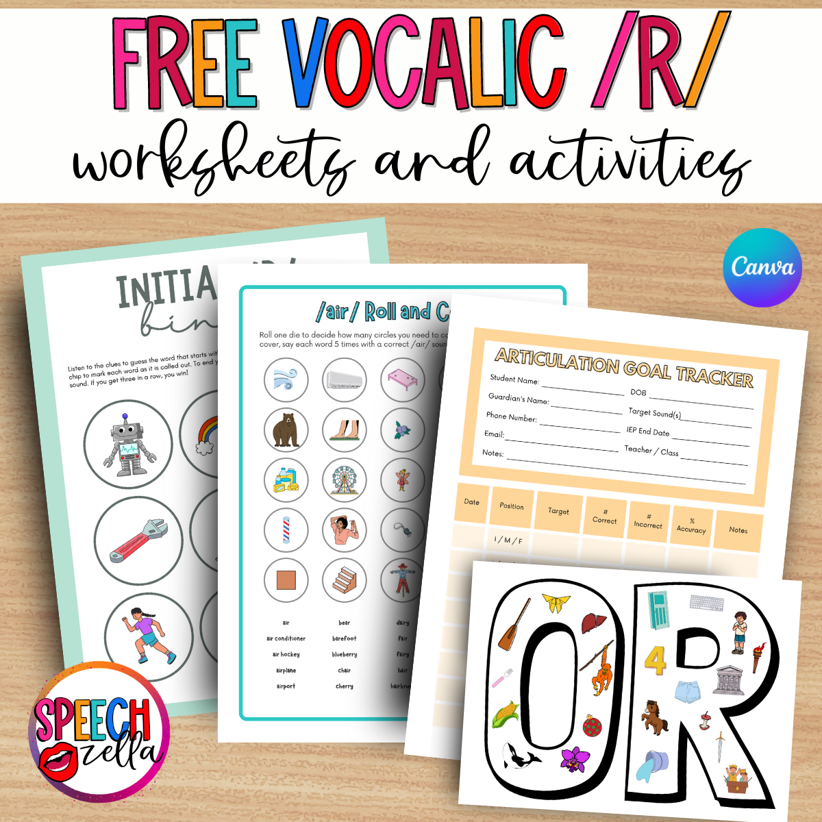 Free Vocalic R Worksheets For Articulation Therapy Speechzella