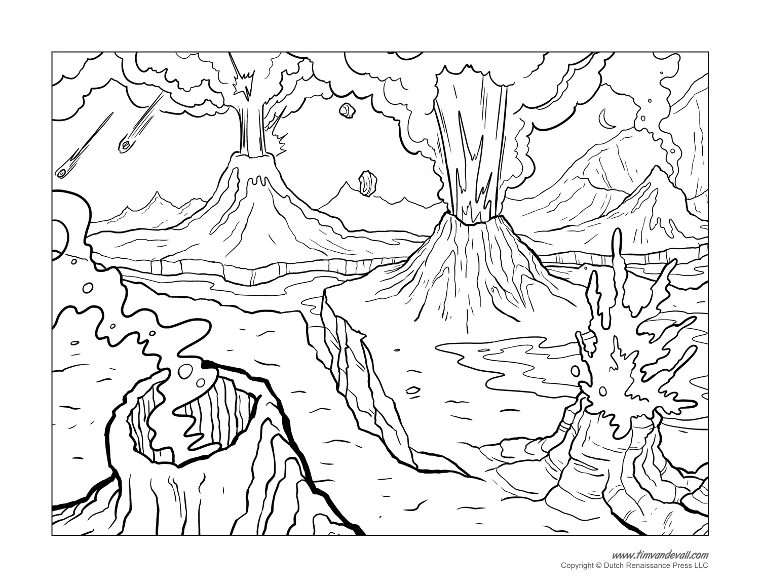 Free Volcano Coloring Page Tim s Printables